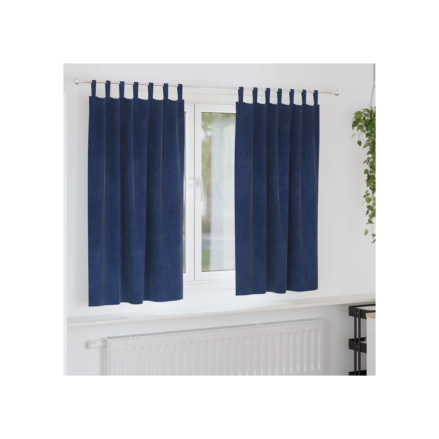 Rideaux 2 pc Bleu foncé 140 x 175 cm Velours