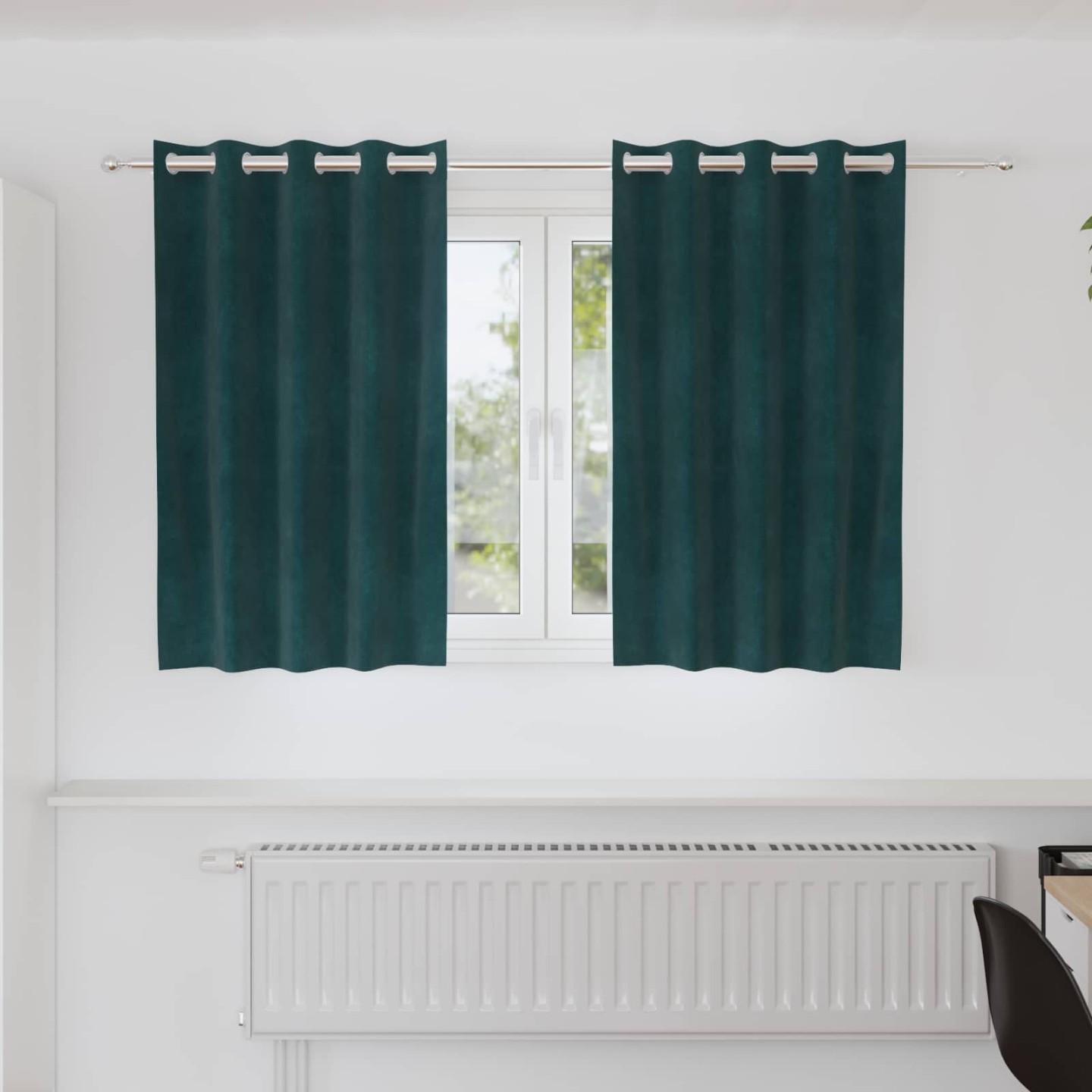 Rideaux 2 pc Vert foncé 140 x 140 cm Velours