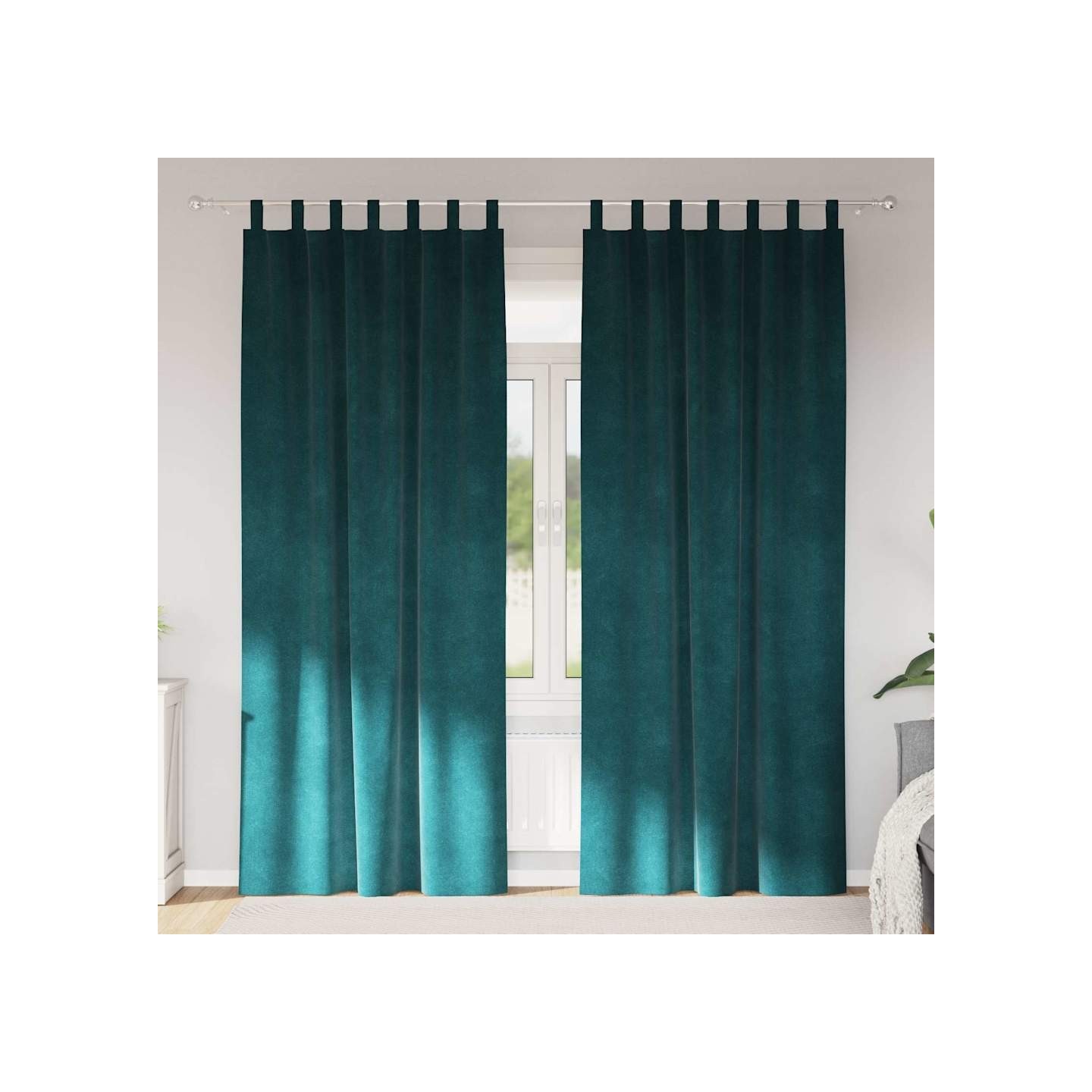 Rideaux 2 pc Vert foncé 140 x 225 cm Velours