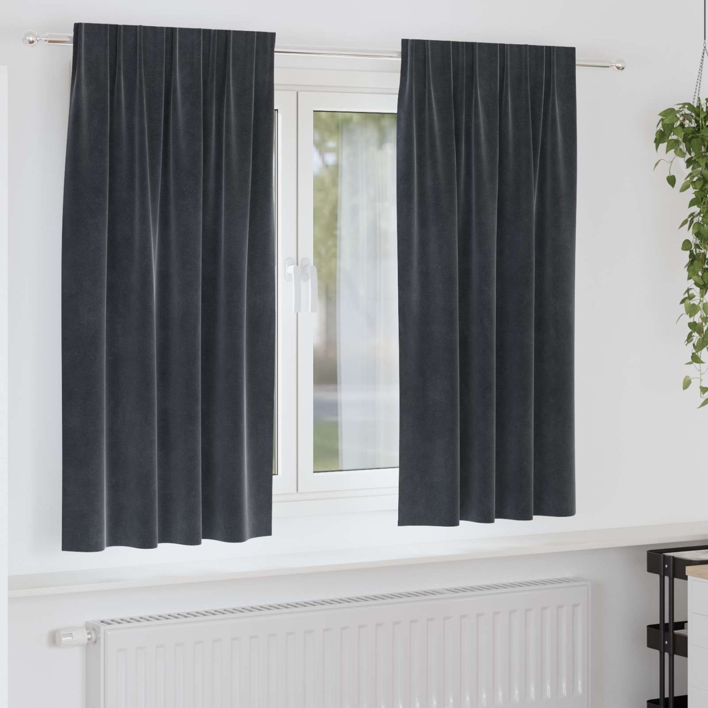 Rideaux 2 pc Gris foncé 140 x 175 cm Velours