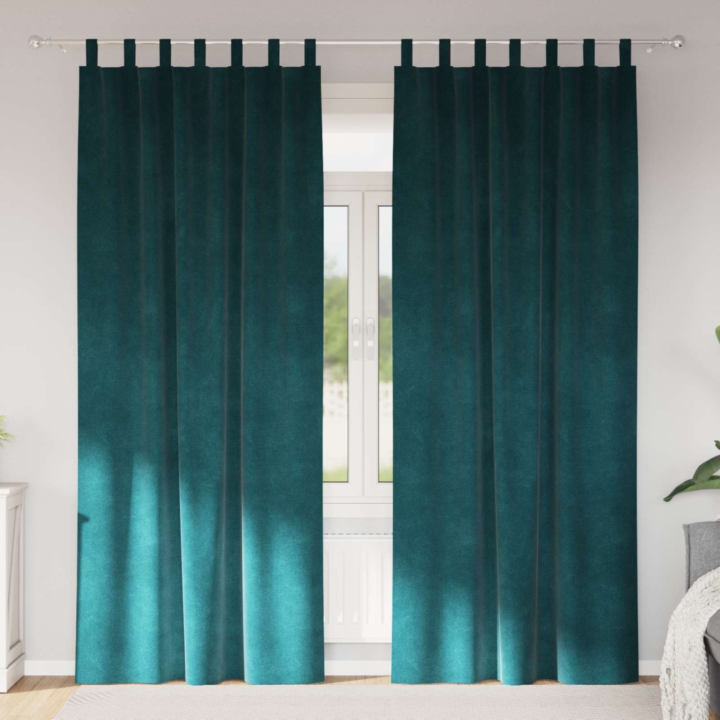 Rideaux 2 pc Vert foncé 140 x 245 cm Velours