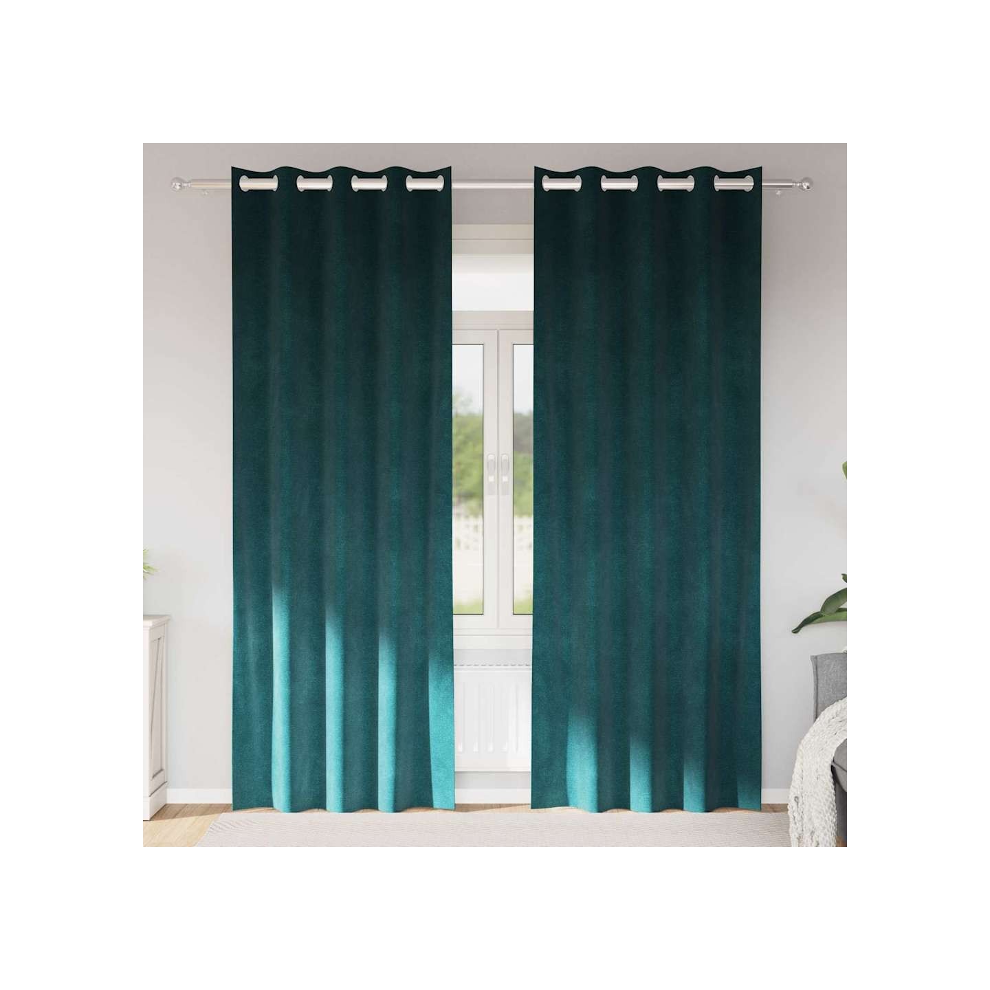 Rideaux 2 pc Vert foncé 140 x 260 cm Velours