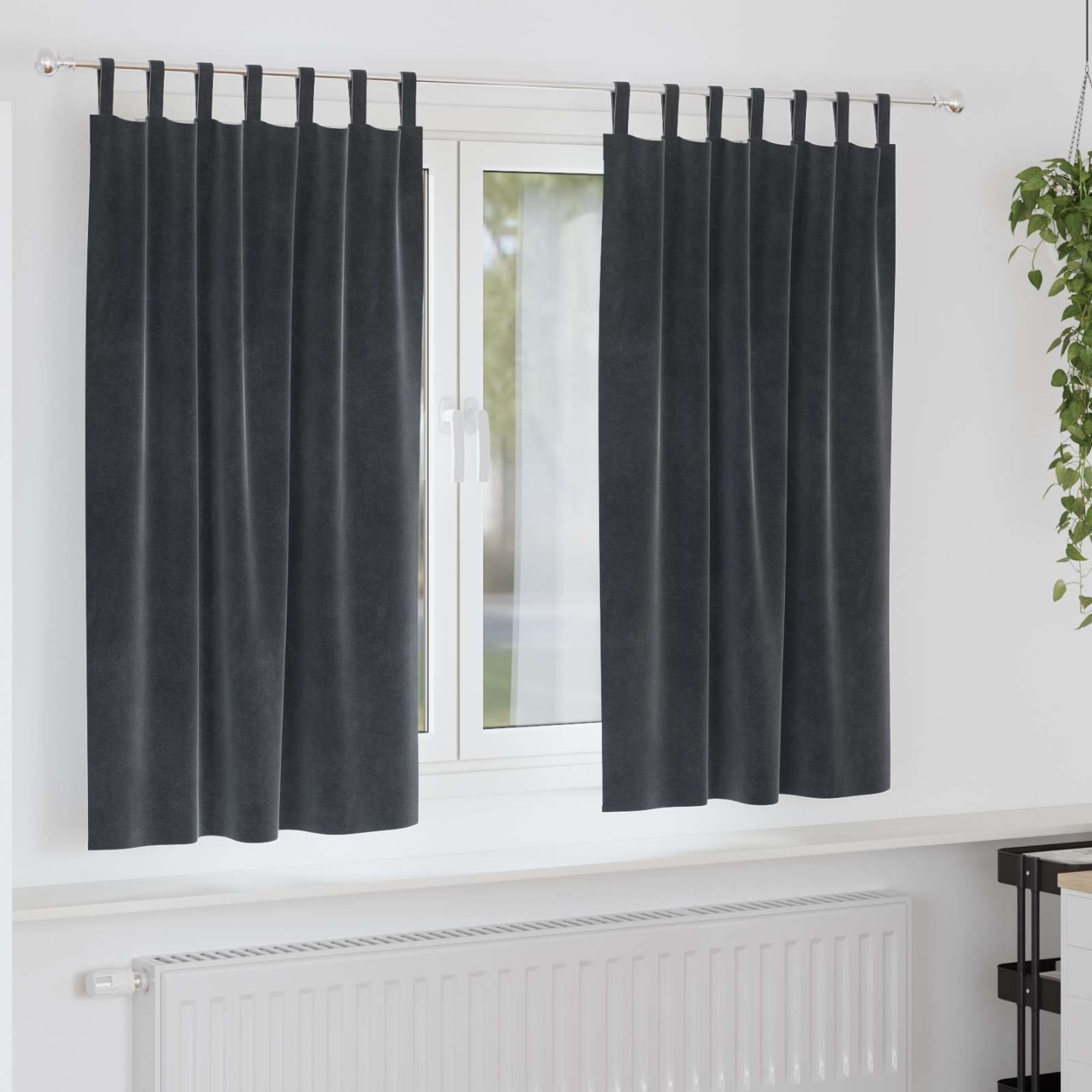 Rideaux 2 pc Gris foncé 140 x 175 cm Velours