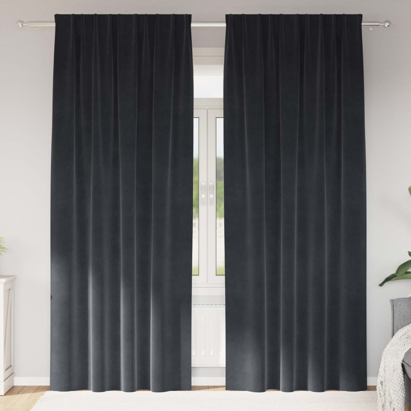 Rideaux 2 pc Gris foncé 140 x 225 cm Velours