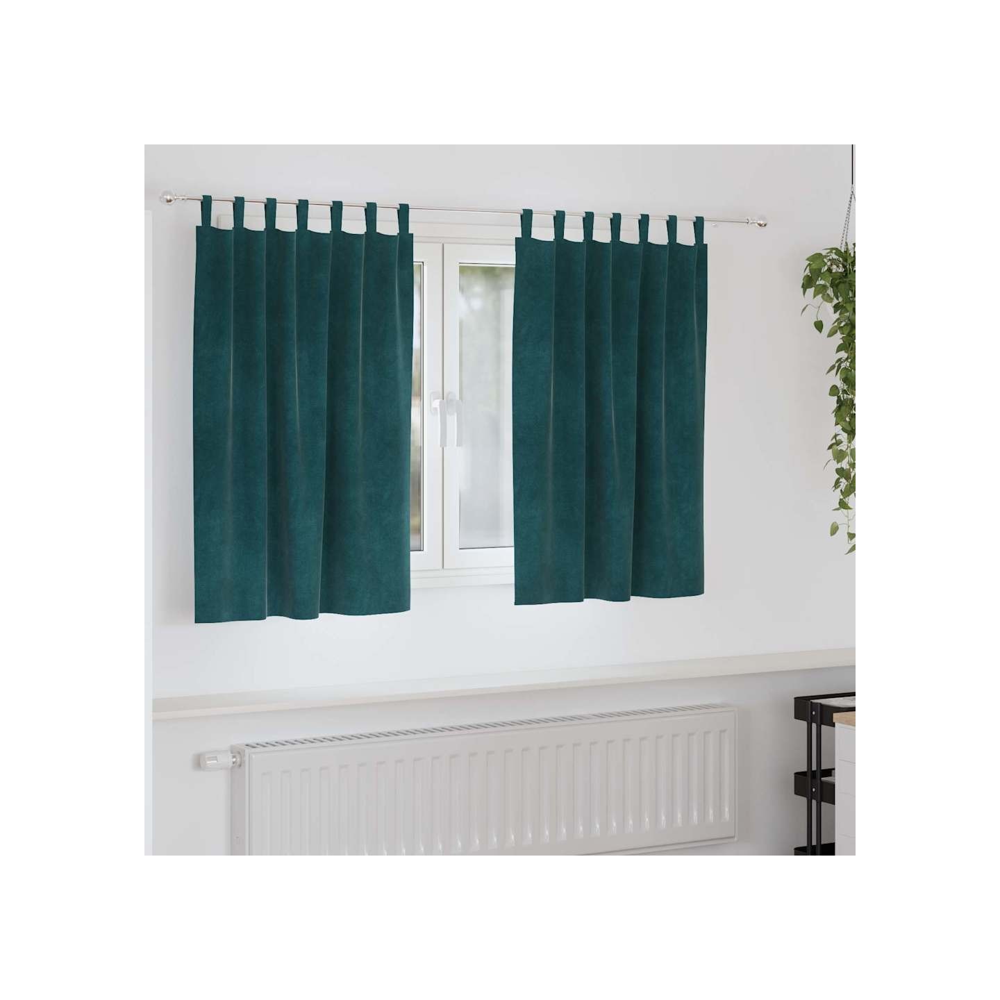 Rideaux 2 pc Vert foncé 140 x 140 cm Velours