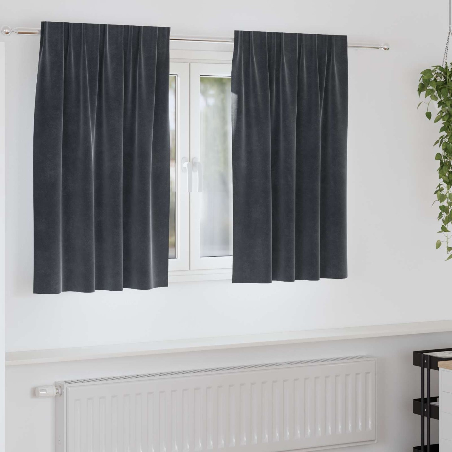 Rideaux 2 pc Gris foncé 140 x 140 cm Velours