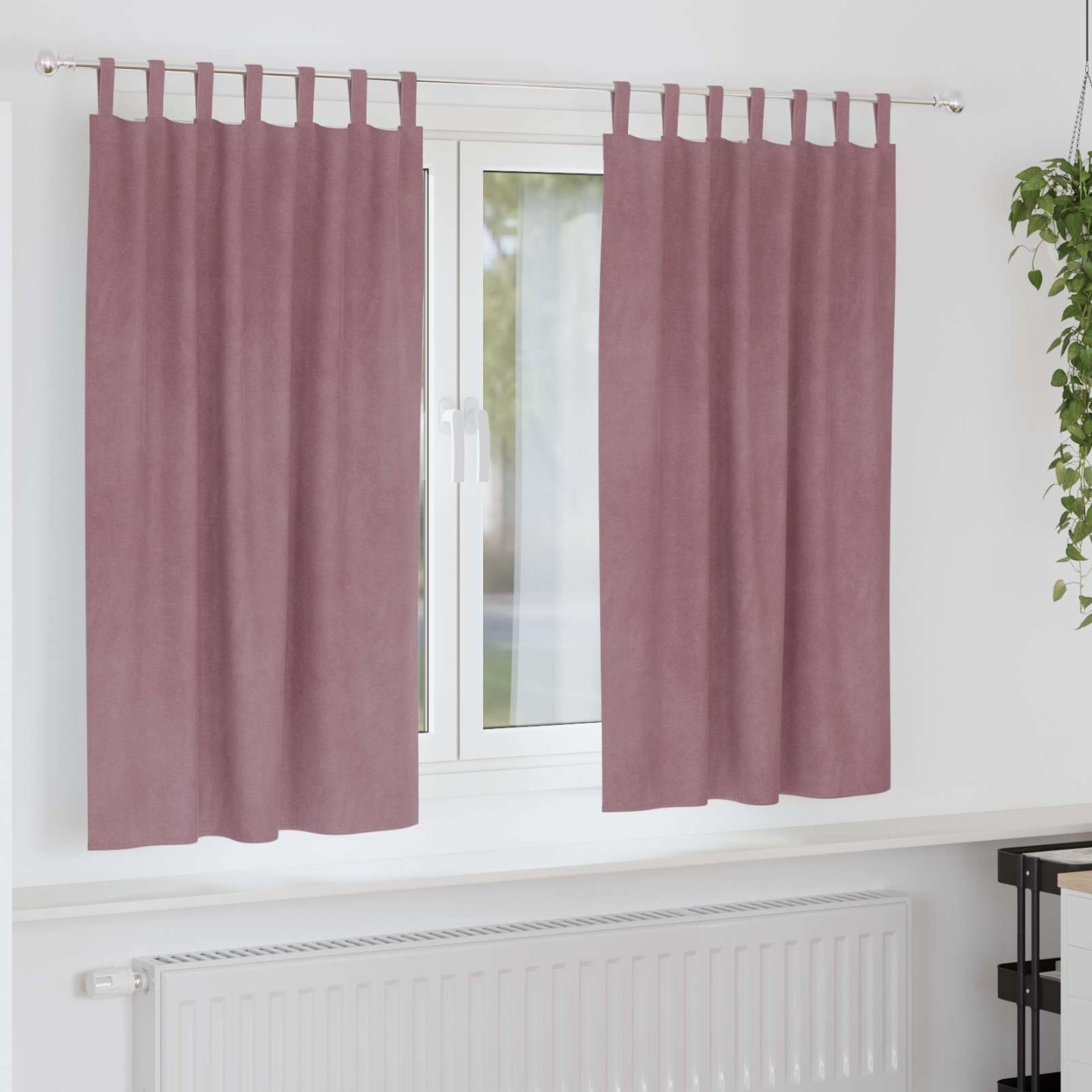 Rideaux 2 pc Rose foncé 140 x 175 cm Velours