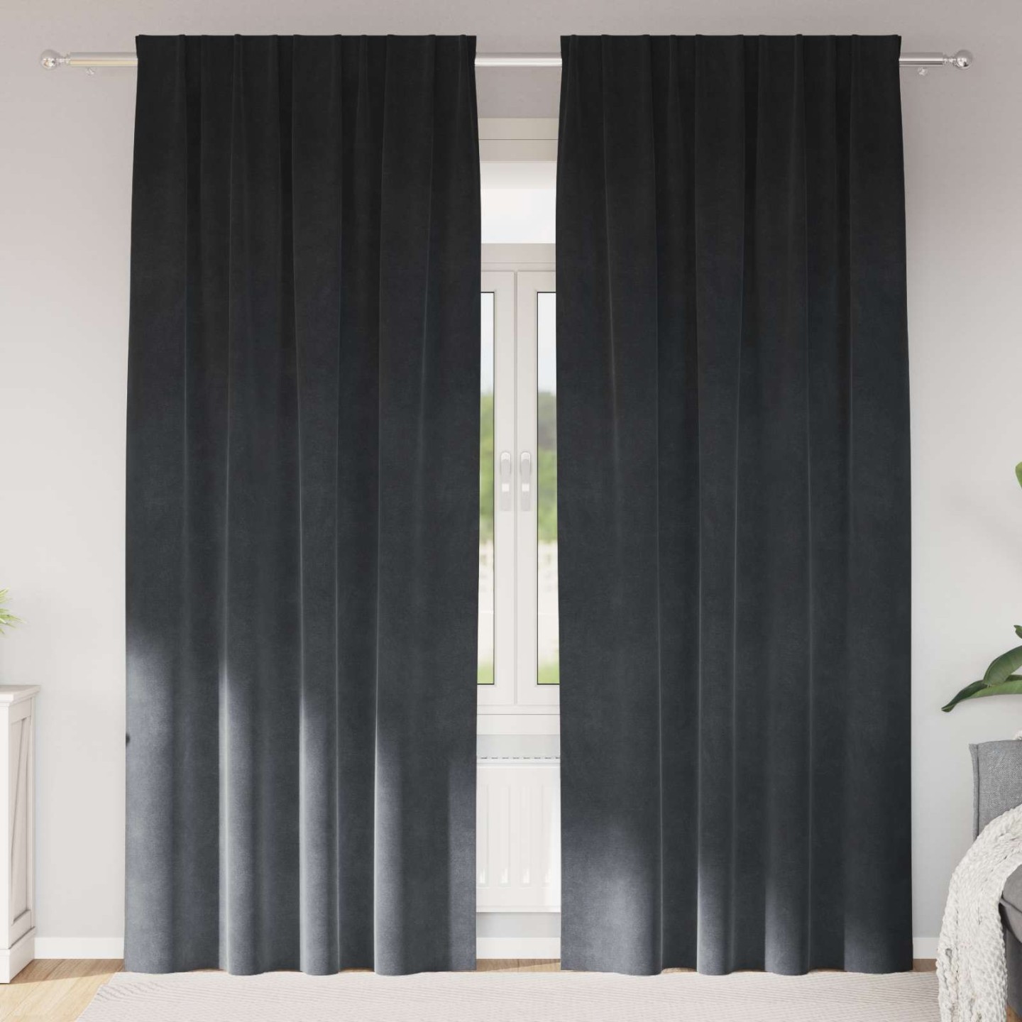 Rideaux 2 pc Gris clair 140 x 225 cm Velours