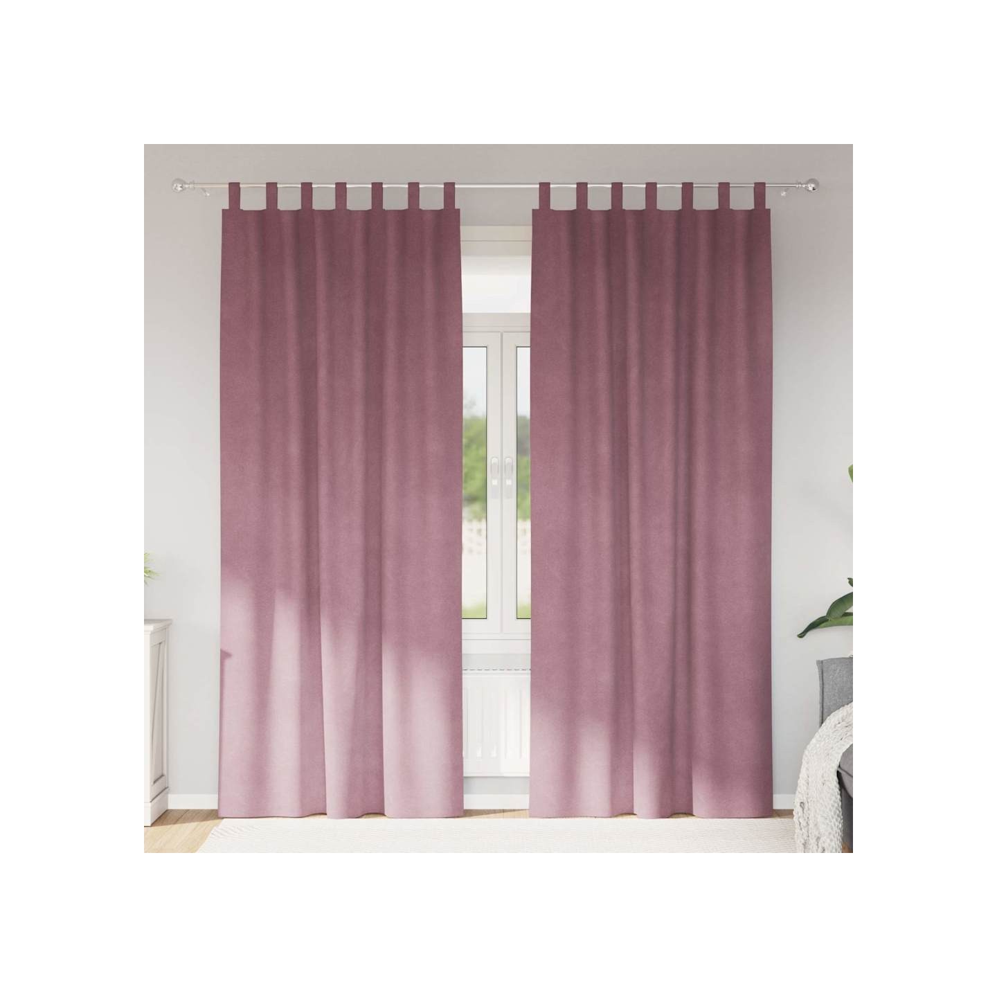 Rideaux 2 pc Rose foncé 140 x 260 cm Velours