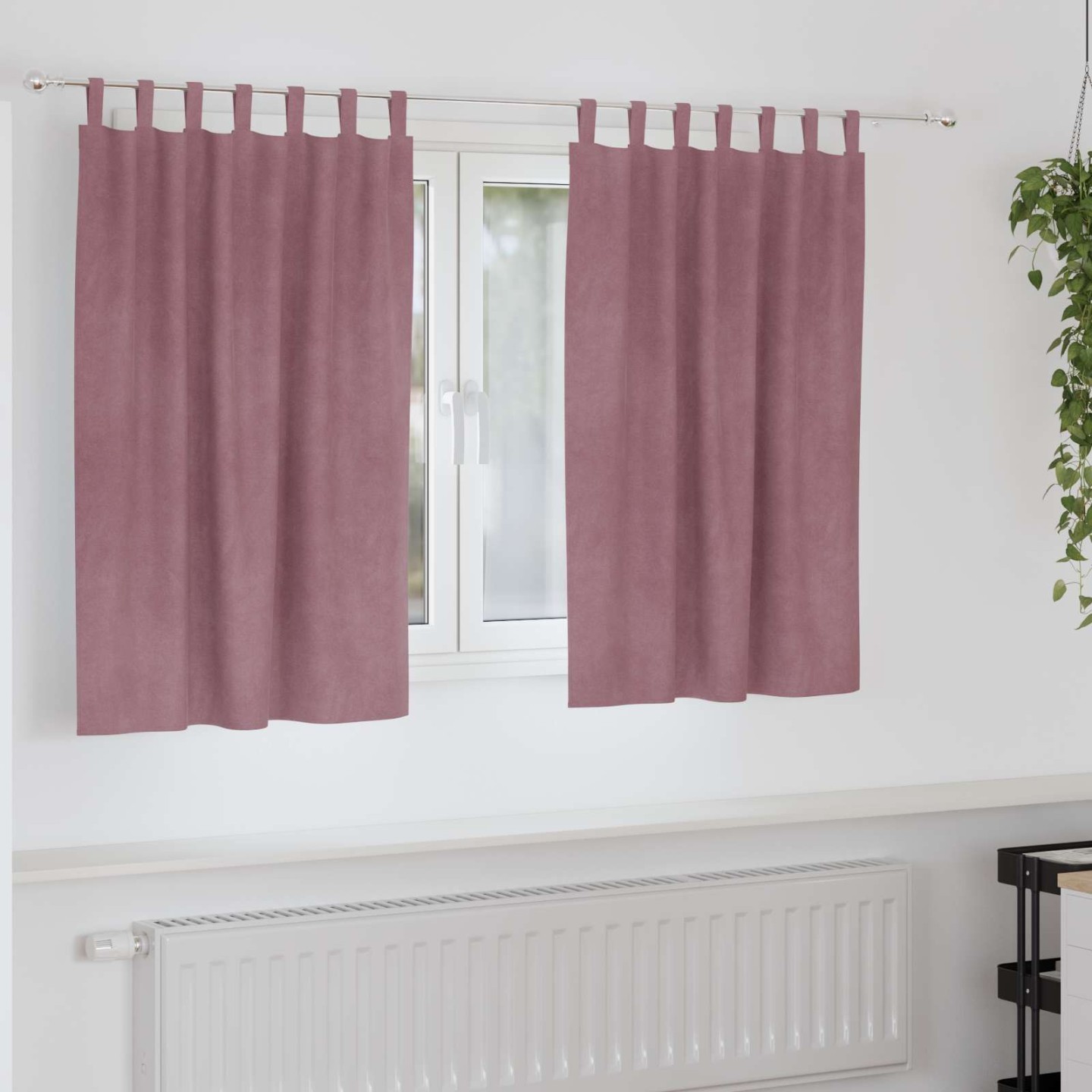 Rideaux 2 pc Rose foncé 140 x 140 cm Velours