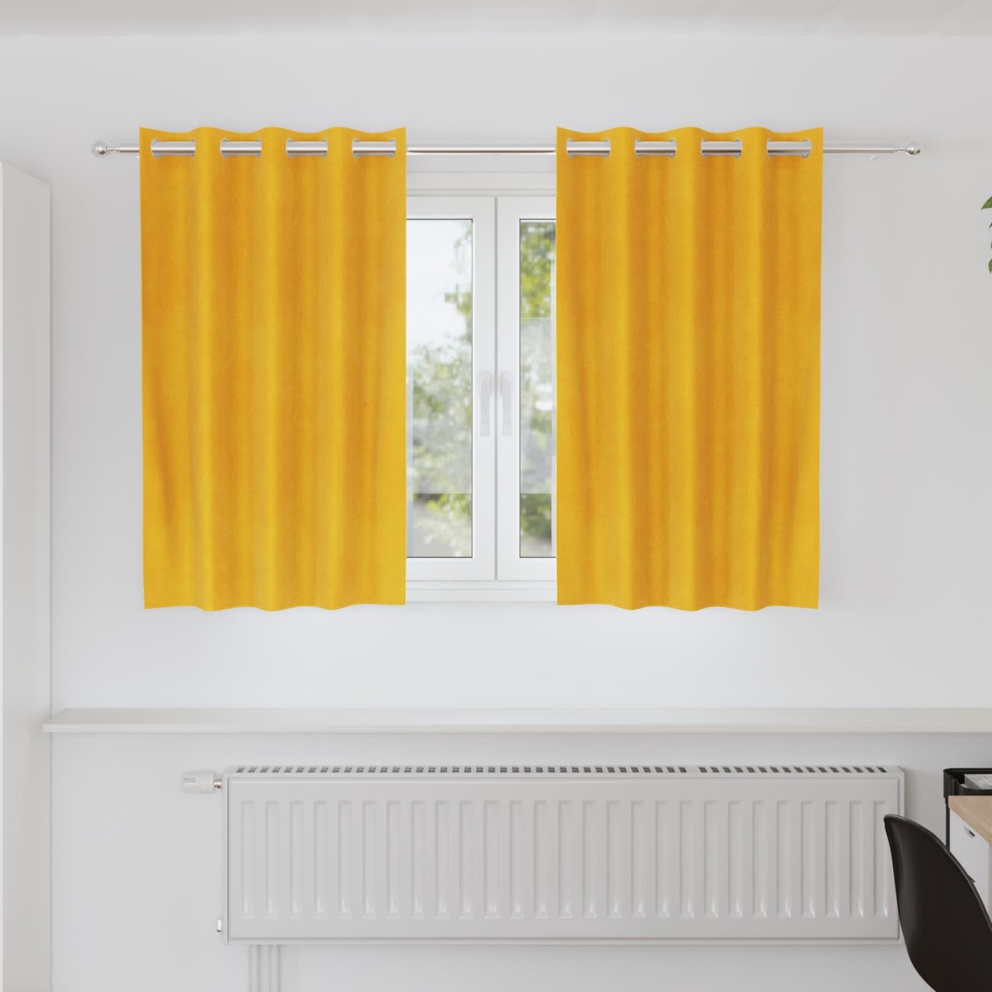 Rideaux 2 pc Jaune moutarde 140 x 140 cm Velours