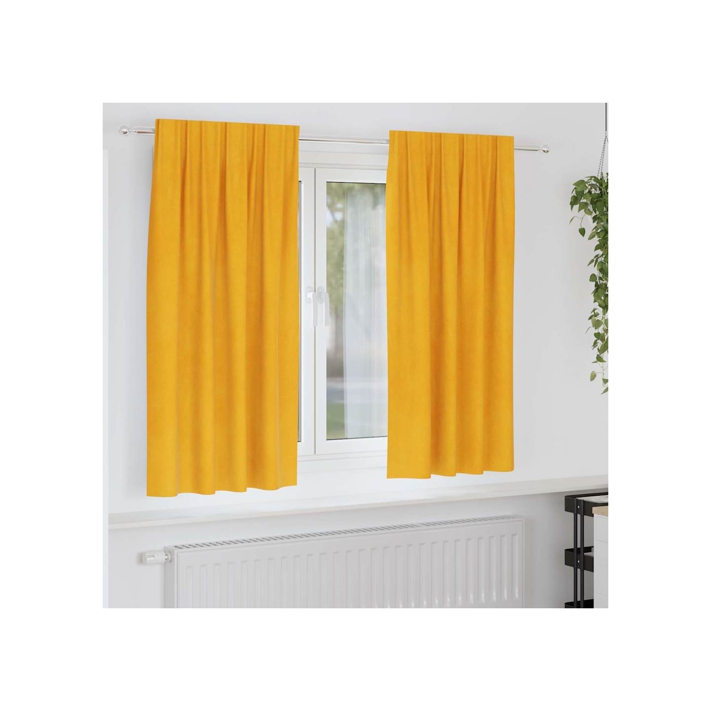 Rideaux 2 pc Jaune moutarde 140 x 175 cm Velours