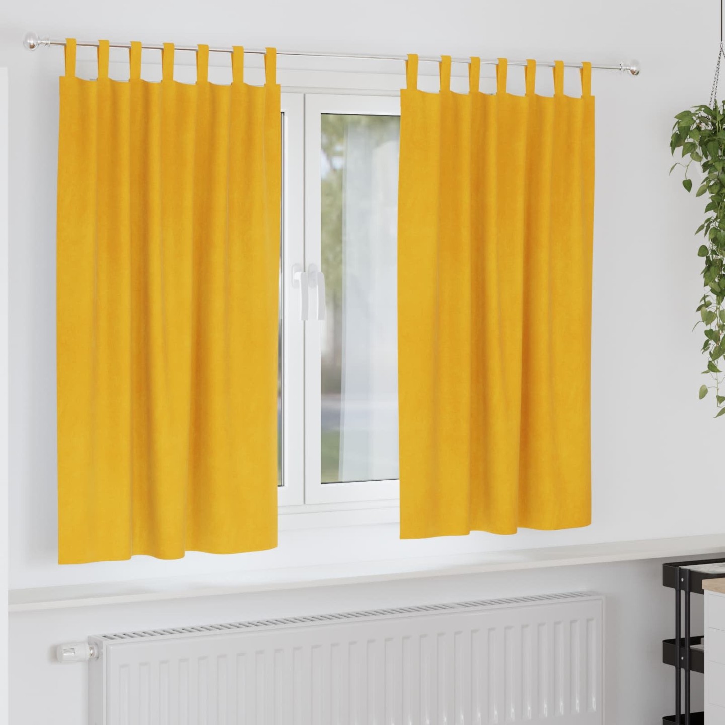 Rideaux 2 pc Jaune moutarde 140 x 175 cm Velours