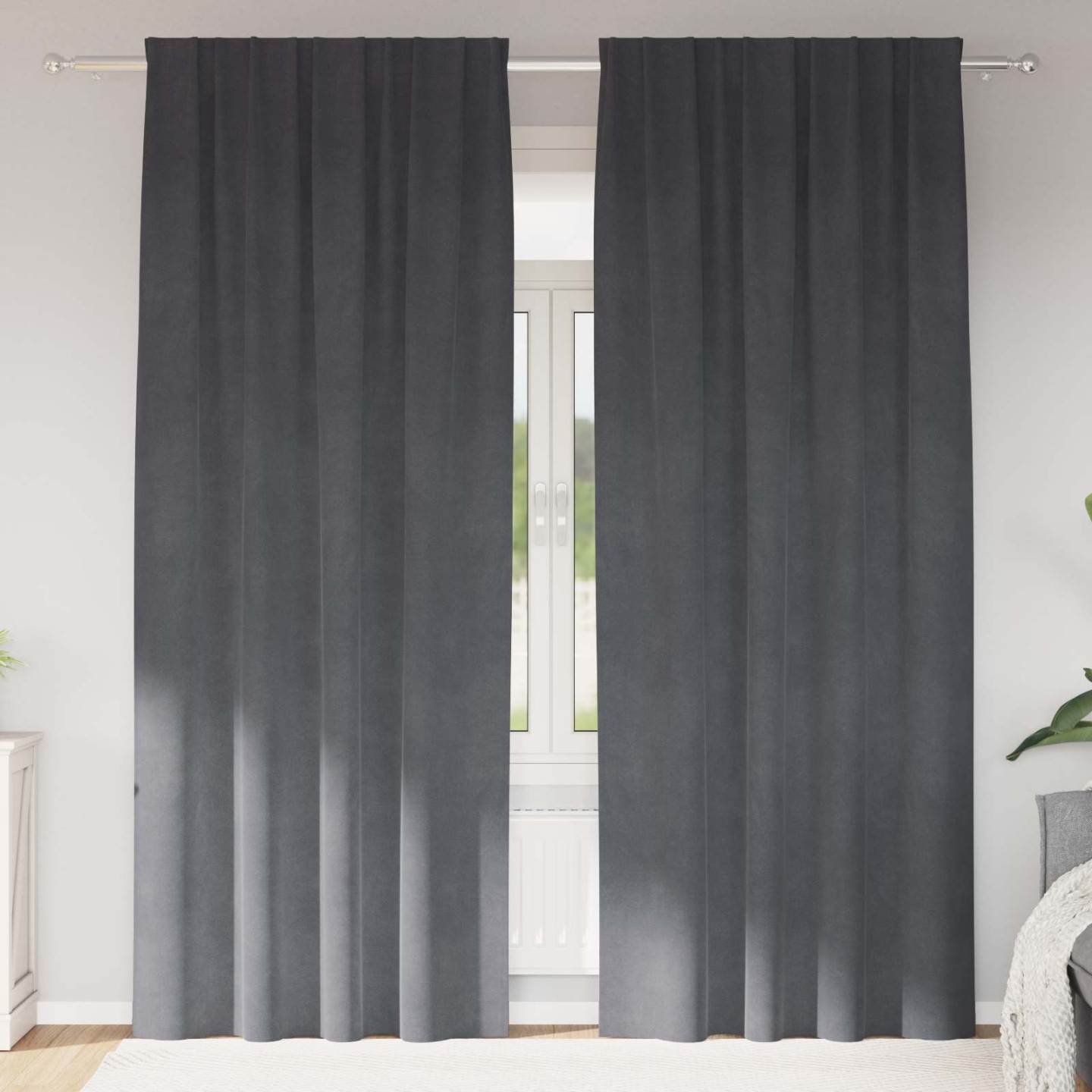 Rideaux 2 pc Gris clair 140 x 225 cm Velours