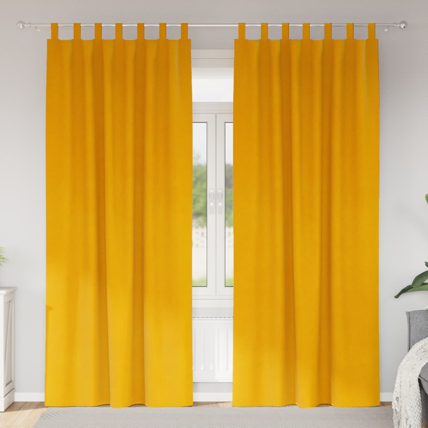 Rideaux 2 pc Jaune moutarde 140 x 225 cm Velours