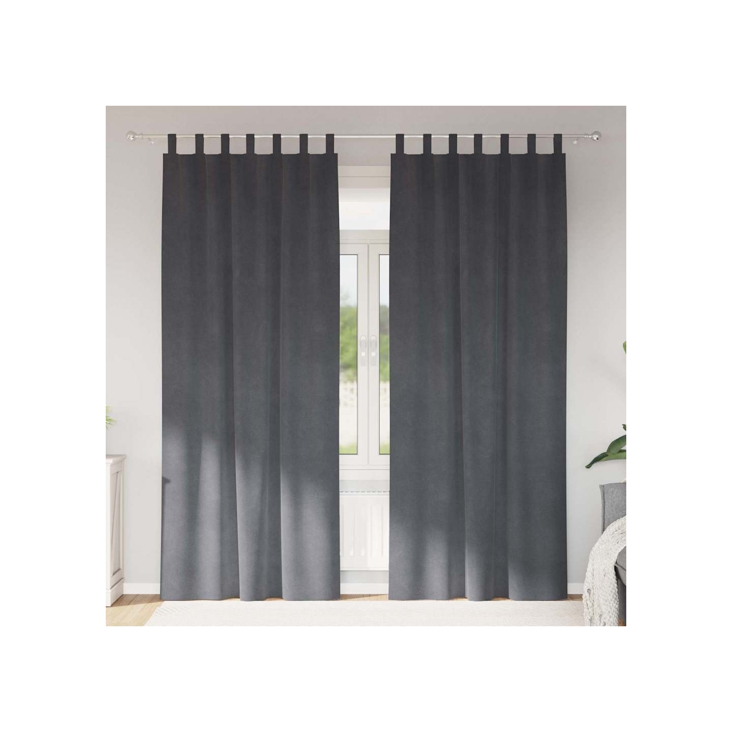 Rideaux 2 pc Gris clair 140 x 245 cm Velours
