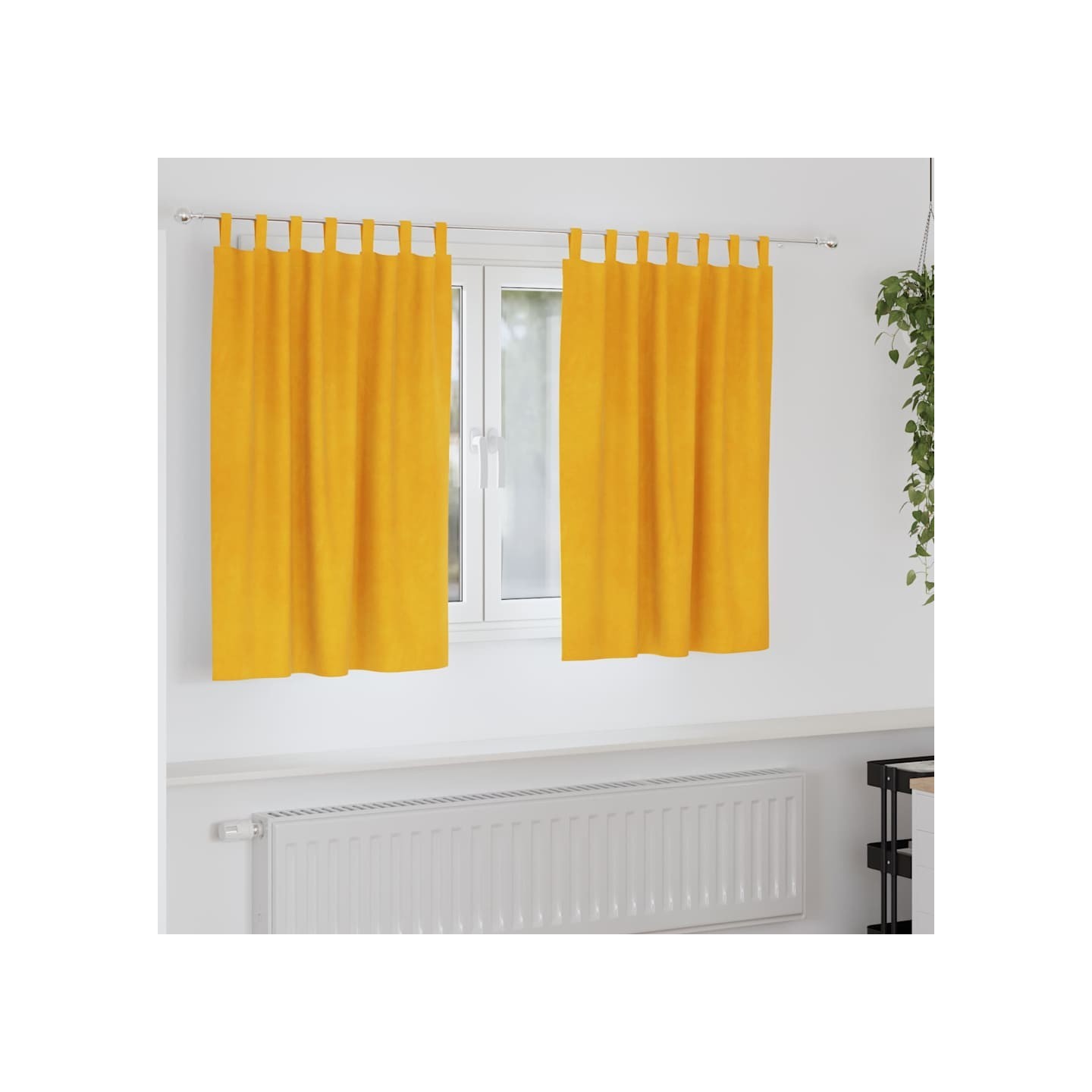 Rideaux 2 pc Jaune moutarde 140 x 140 cm Velours