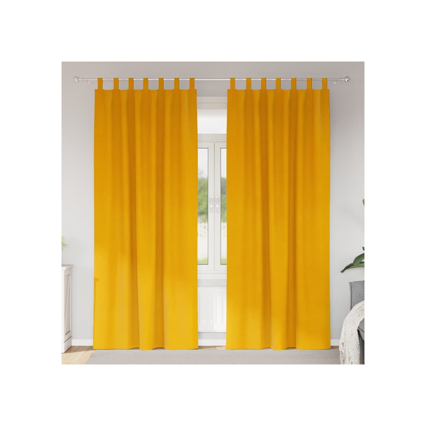 Rideaux 2 pc Jaune moutarde 140 x 260 cm Velours