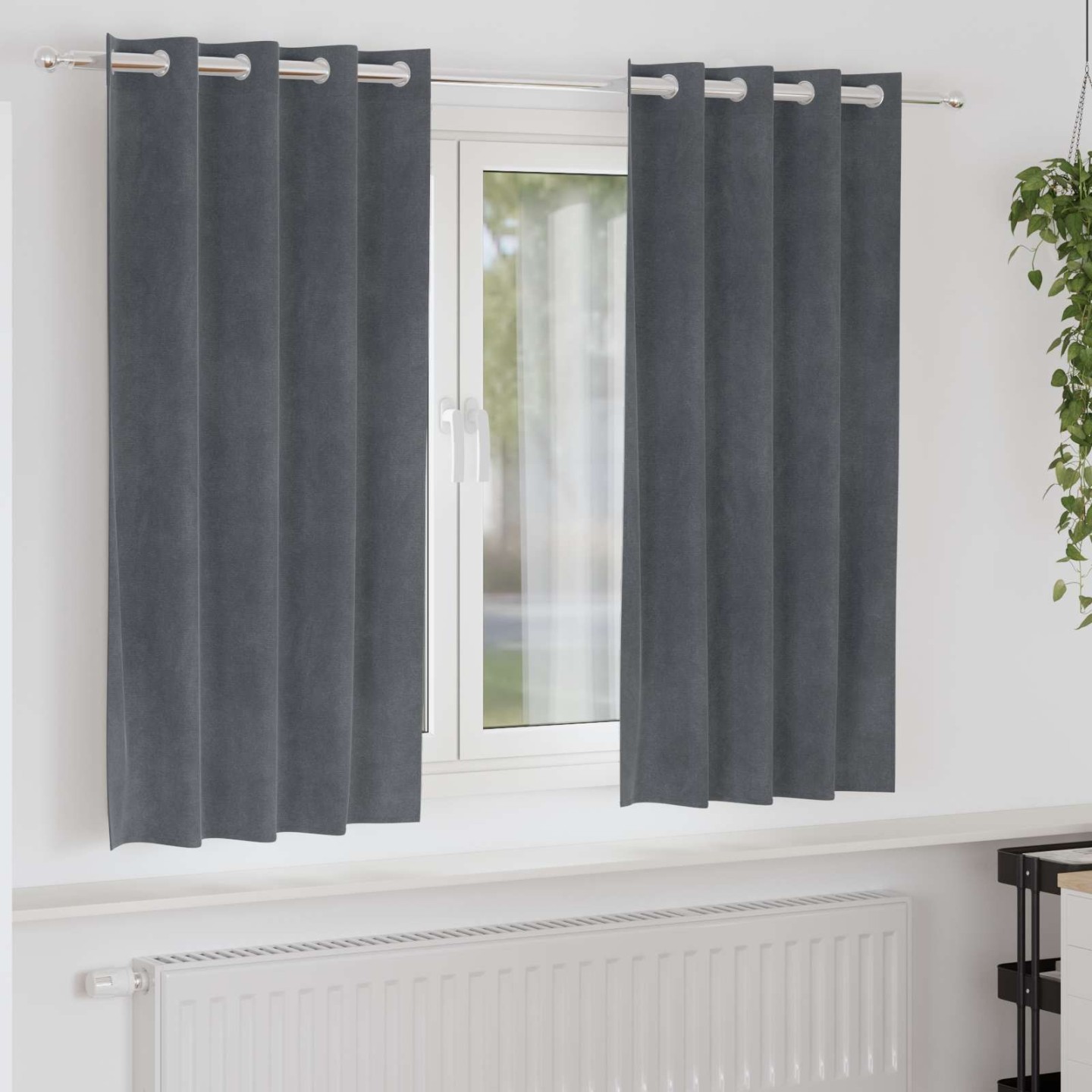 Rideaux 2 pc Gris clair 140 x 175 cm Velours