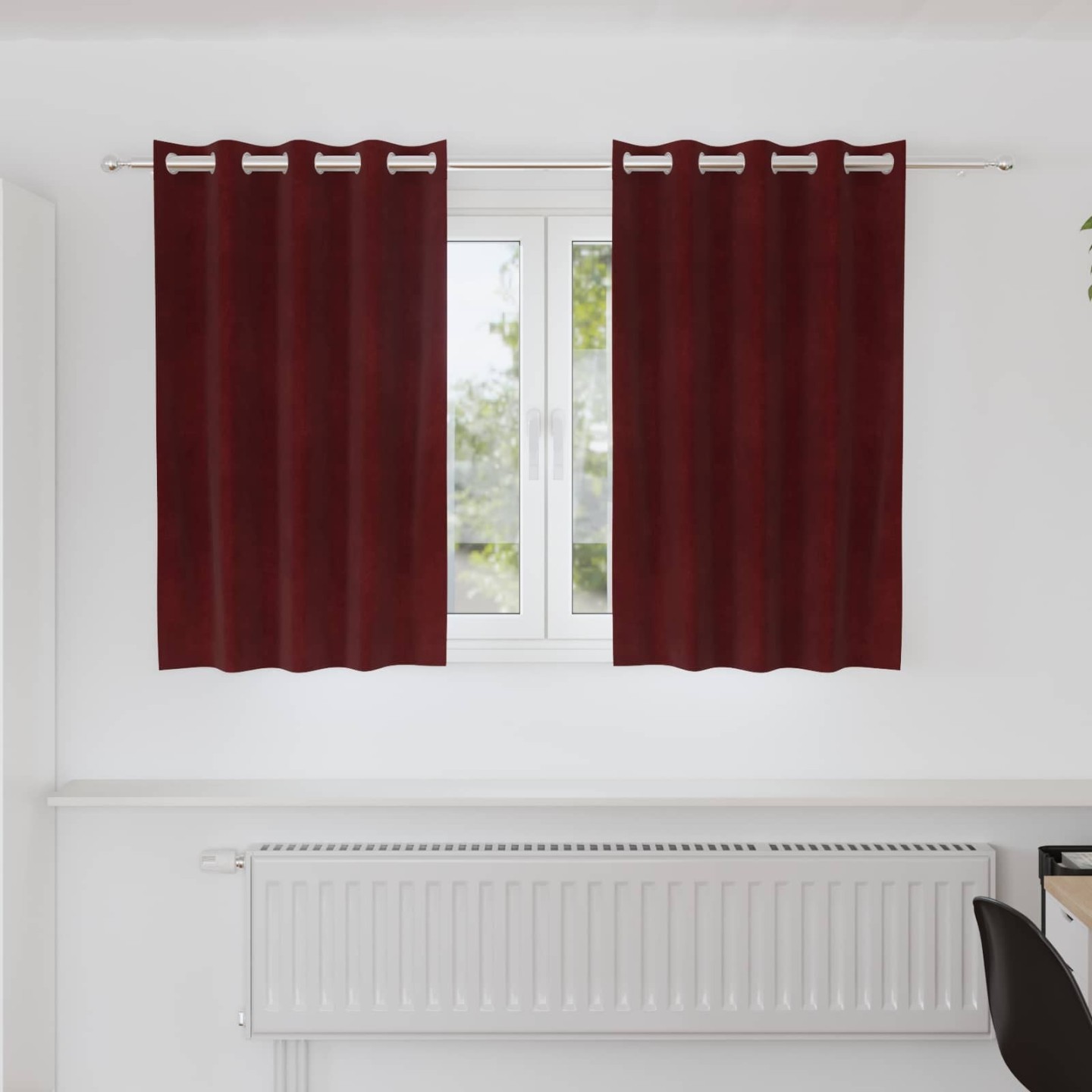 Rideaux 2 pc Bordeaux 140 x 140 cm Velours