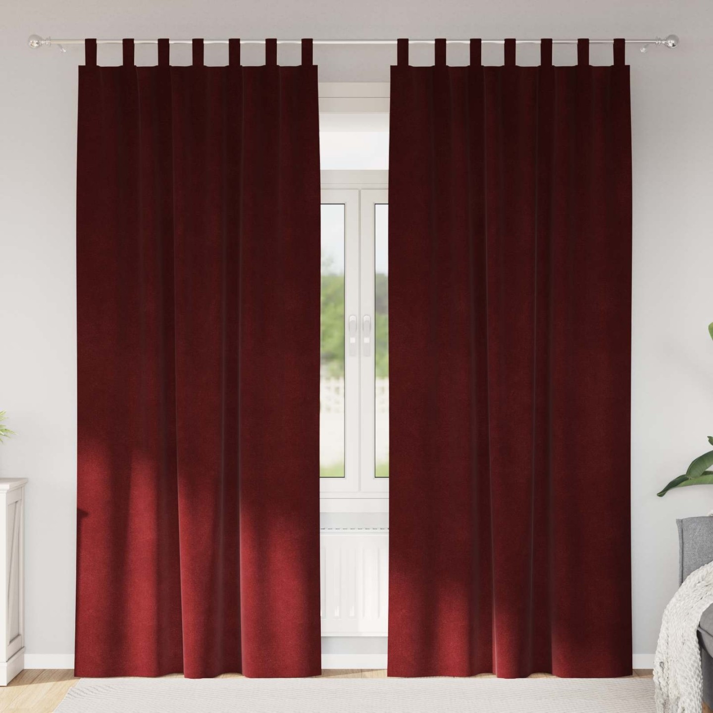 Rideaux 2 pc Bordeaux 140 x 245 cm Velours