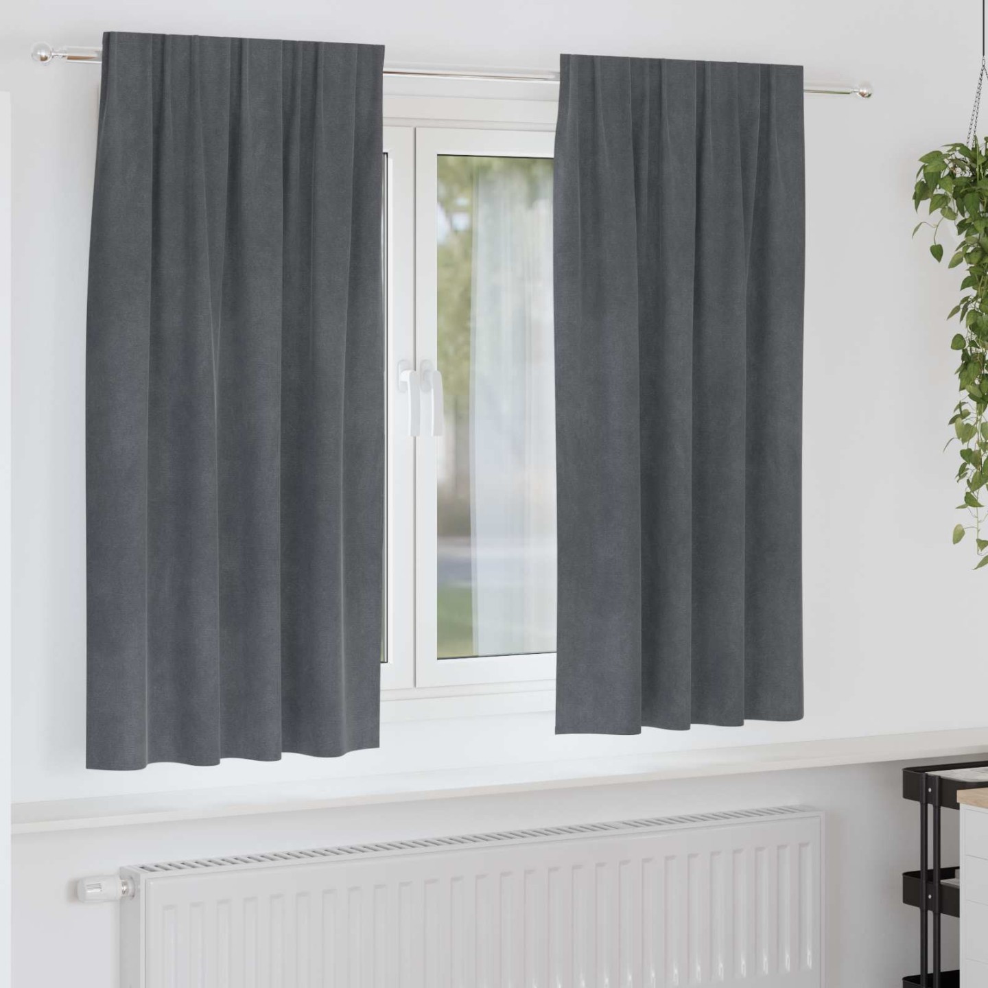Rideaux 2 pc Gris clair 140 x 175 cm Velours