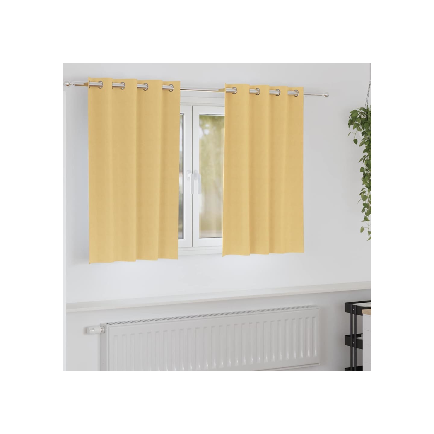 Rideaux occultants avec anneaux 2 pc Beige 140 x 140 cm