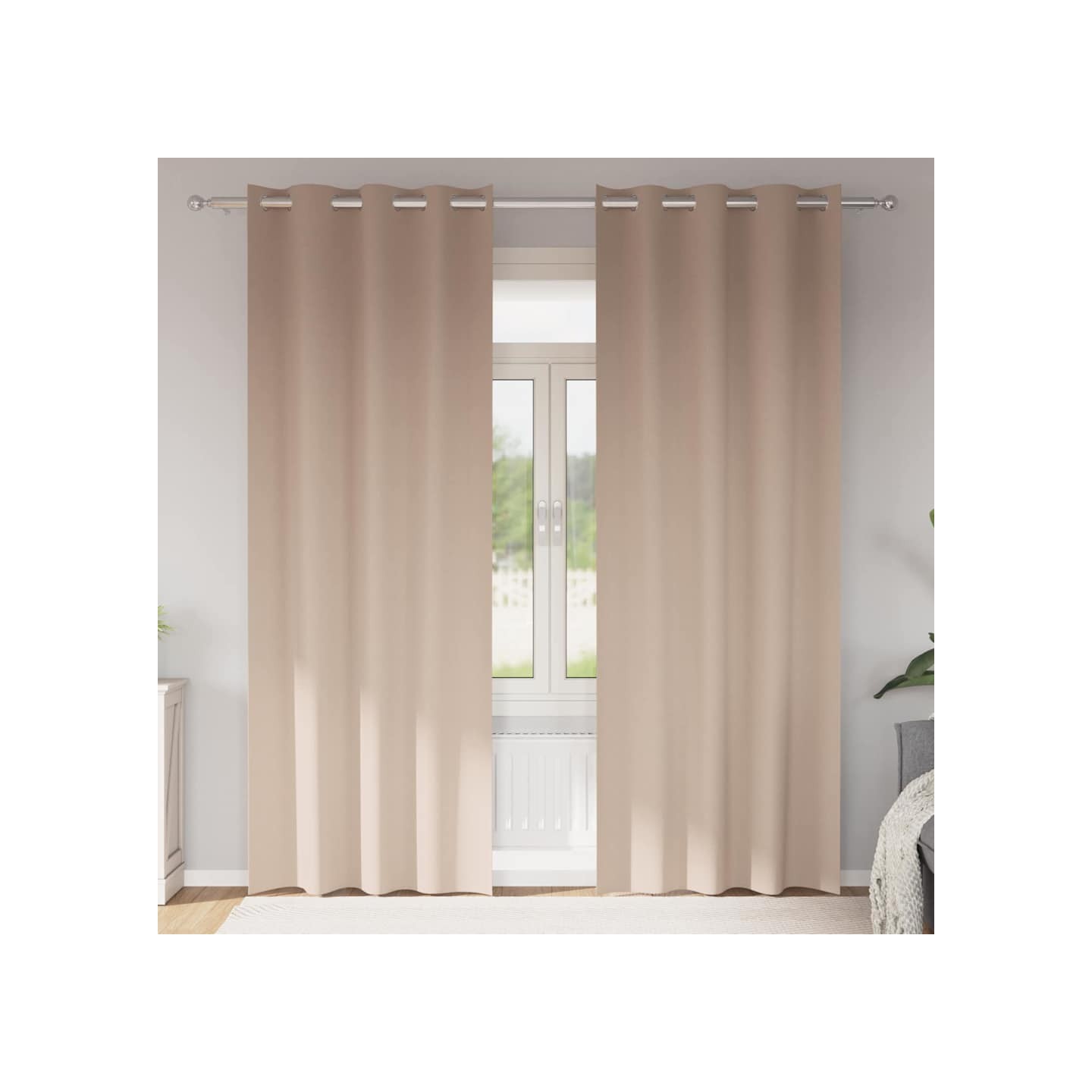 Rideaux occultants avec anneaux 2 pc Taupe 245 x 140 cm