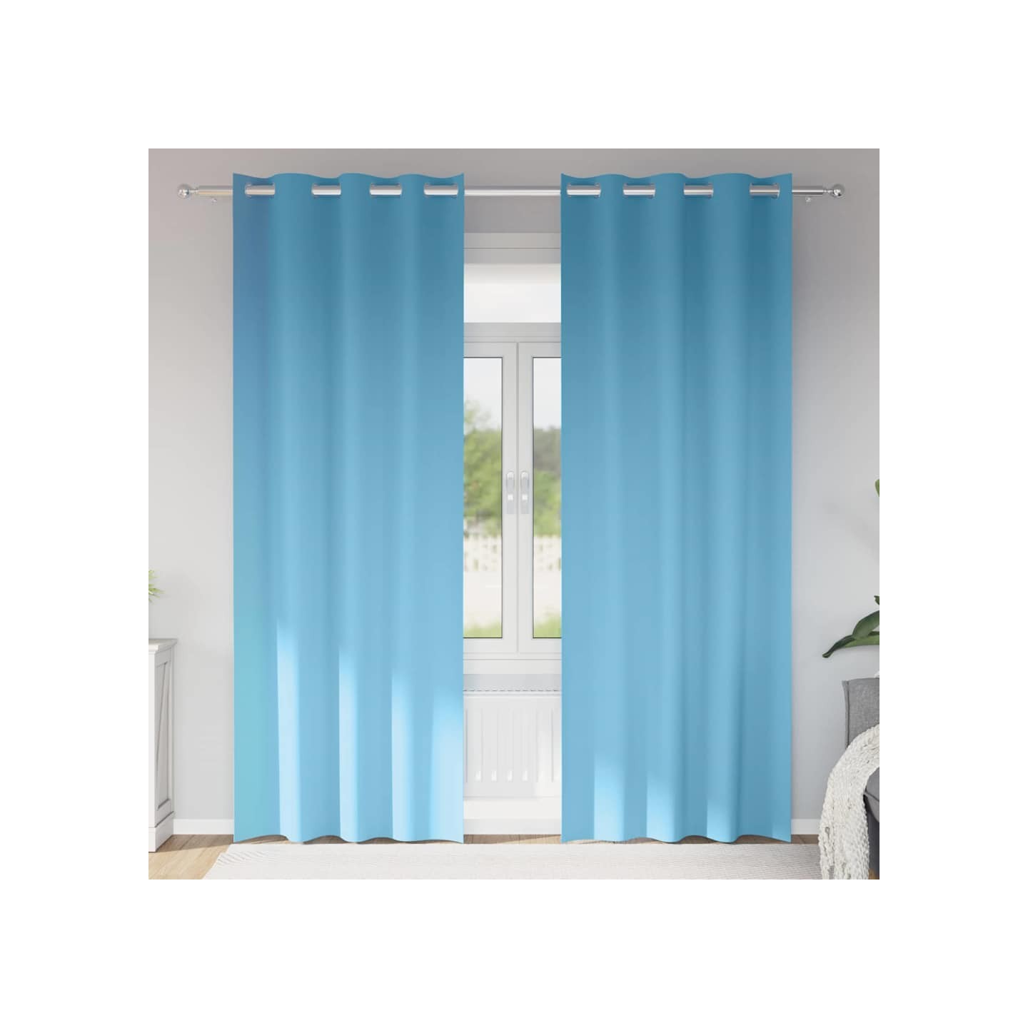 Rideaux occultants avec anneaux 2 pc Bleu clair 225 x 140 cm