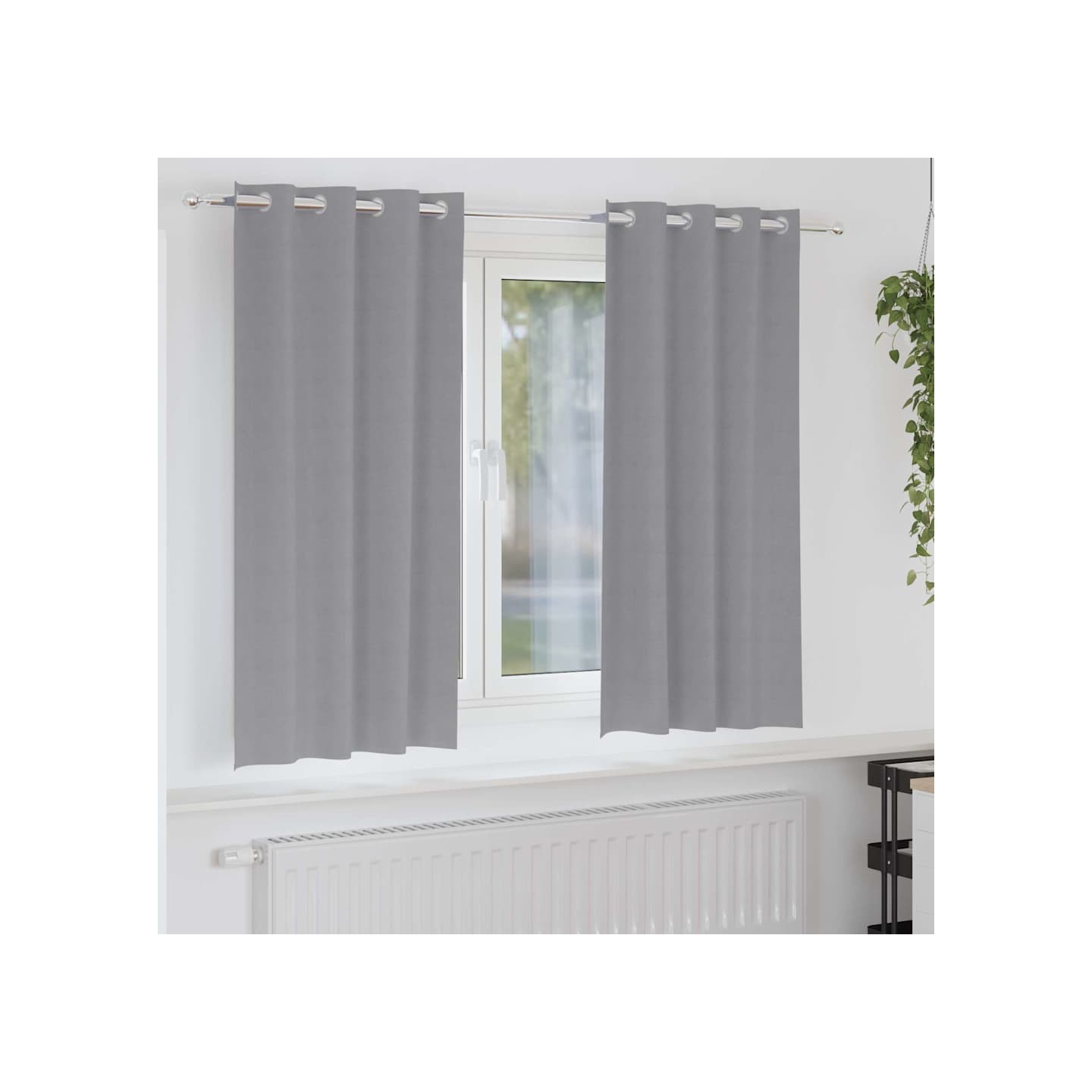 Rideaux occultants avec anneaux 2 pc Gris clair 175 x 140 cm