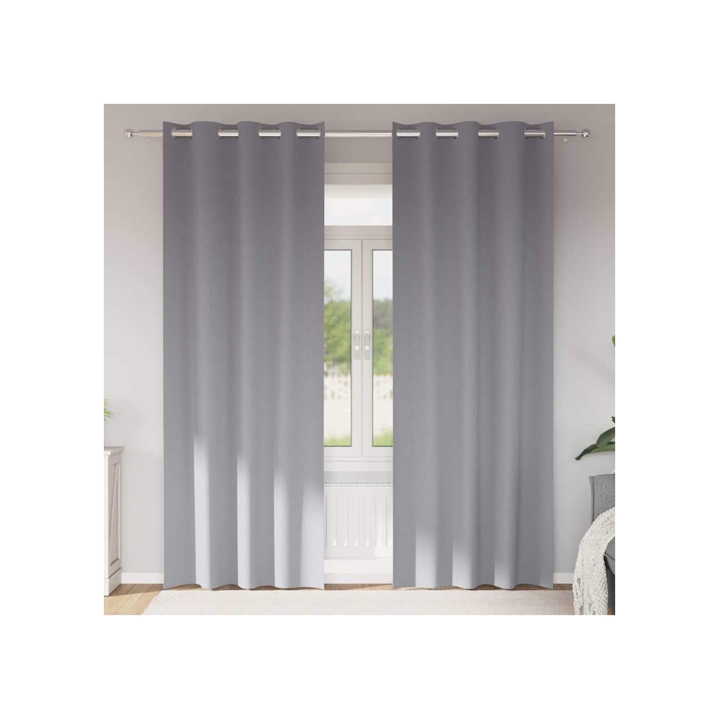 Rideaux occultants avec anneaux 2 pc Gris clair 225 x 140 cm