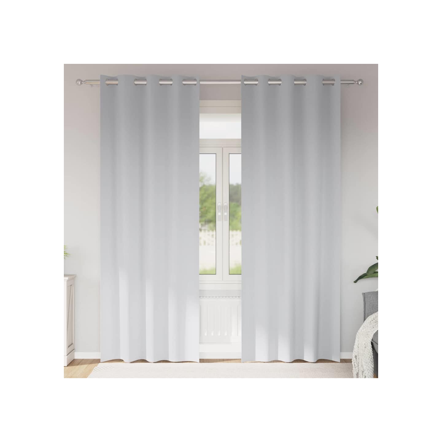 Rideaux occultants avec anneaux 2 pc Gris pâle 245 x 140 cm