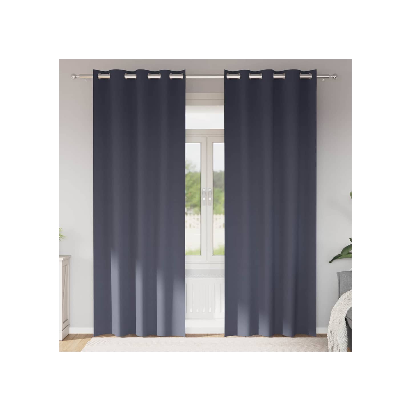 Rideaux occultants avec anneaux 2 pc Anthracite 260 x 140 cm