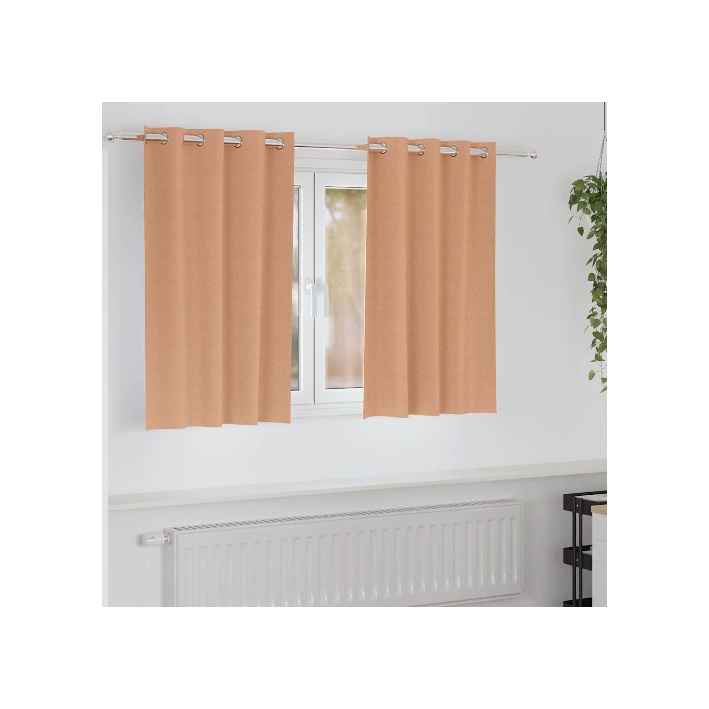 Rideaux occultants avec anneaux 2 pc Marron Clair 140 x 140 cm