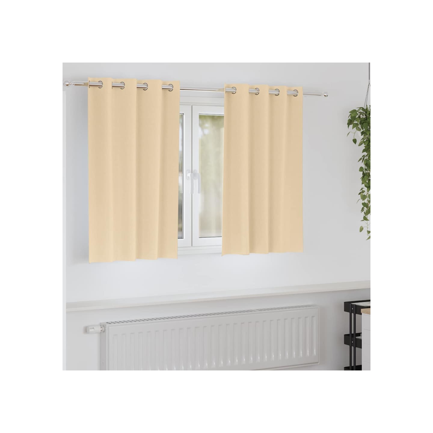 Rideaux occultants avec anneaux 2 pc Crème 140 x 140 cm