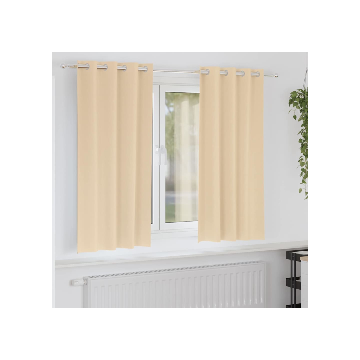 Rideaux occultants avec anneaux 2 pc Crème 175 x 140 cm