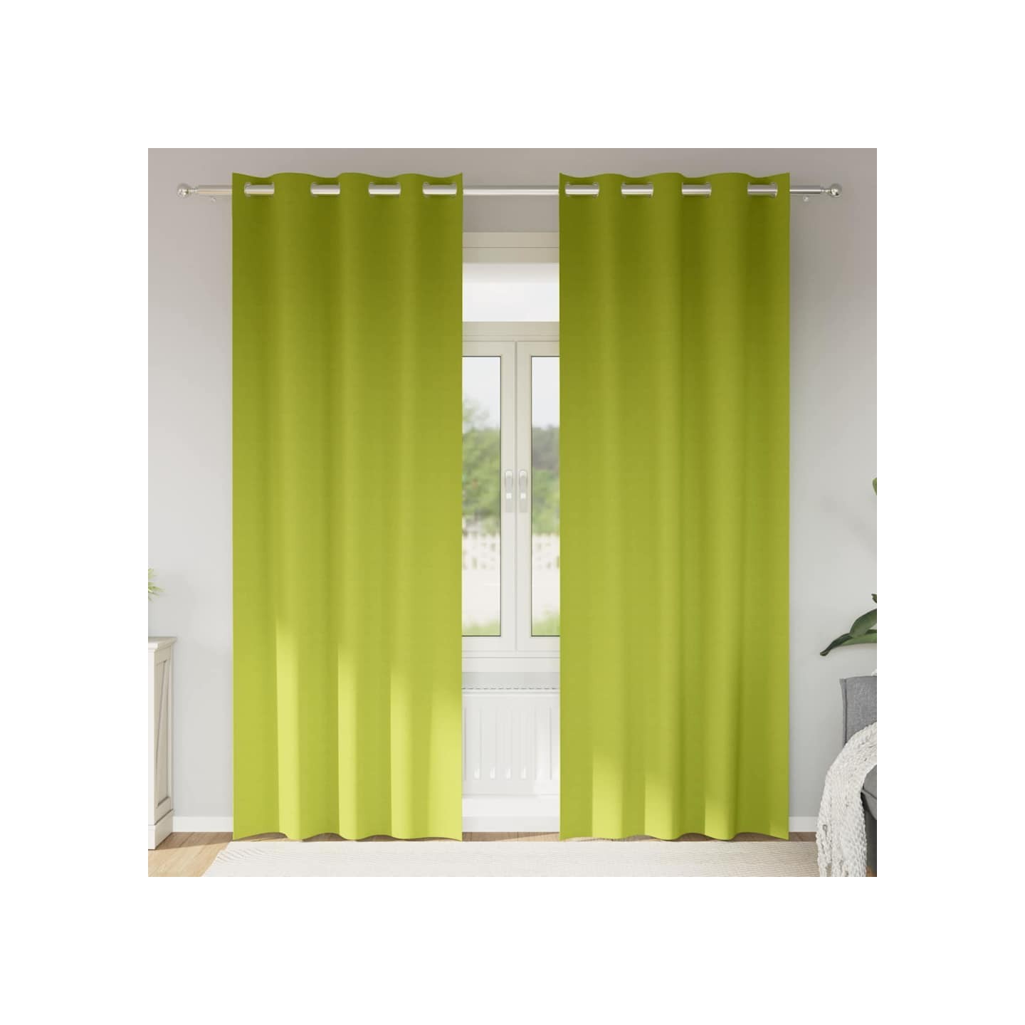 Rideaux occultants avec anneaux 2 pc Vert 260 x 140 cm