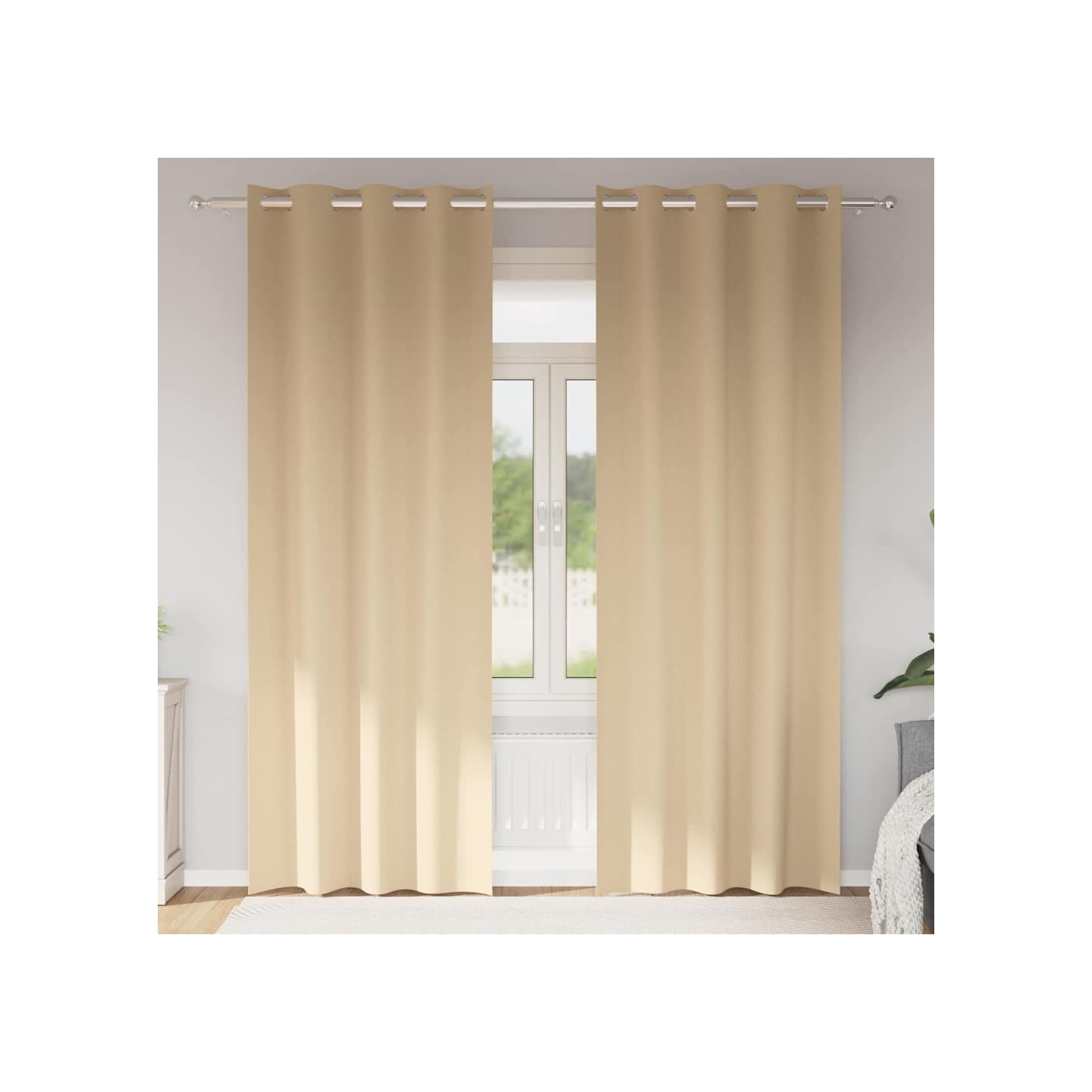 Rideaux occultants avec anneaux 2 pc Crème 225 x 140 cm