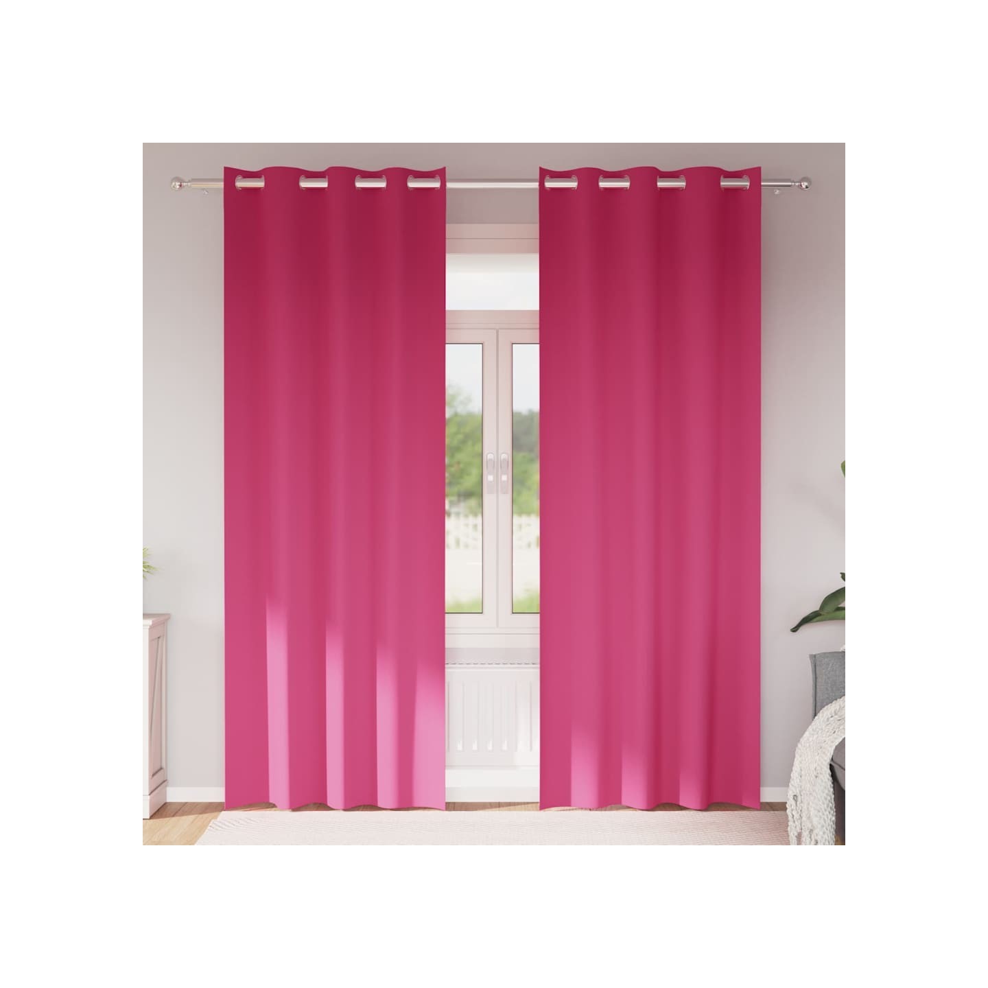 Rideaux occultants avec anneaux 2 pc Rose vif 260 x 140 cm