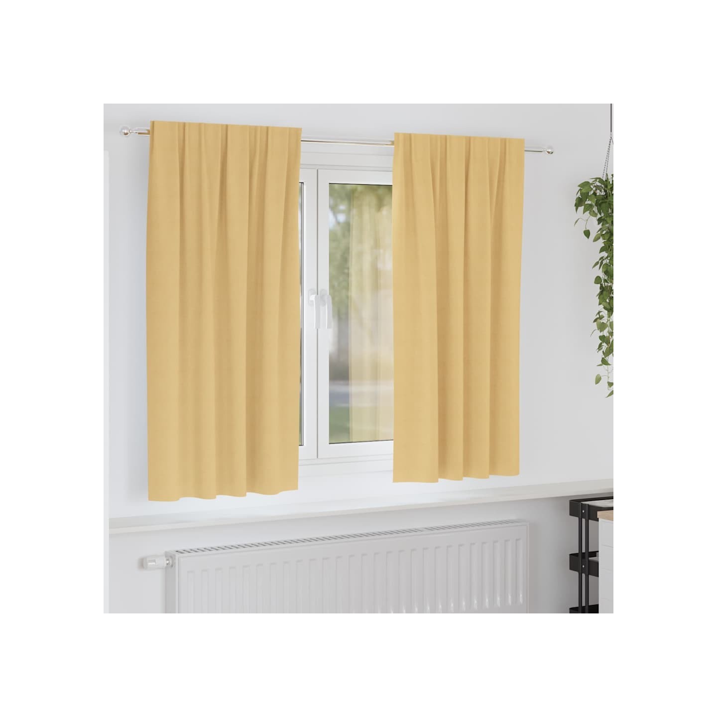 Rideaux occultants avec anneaux 2 pc Beige 175 x 140 cm