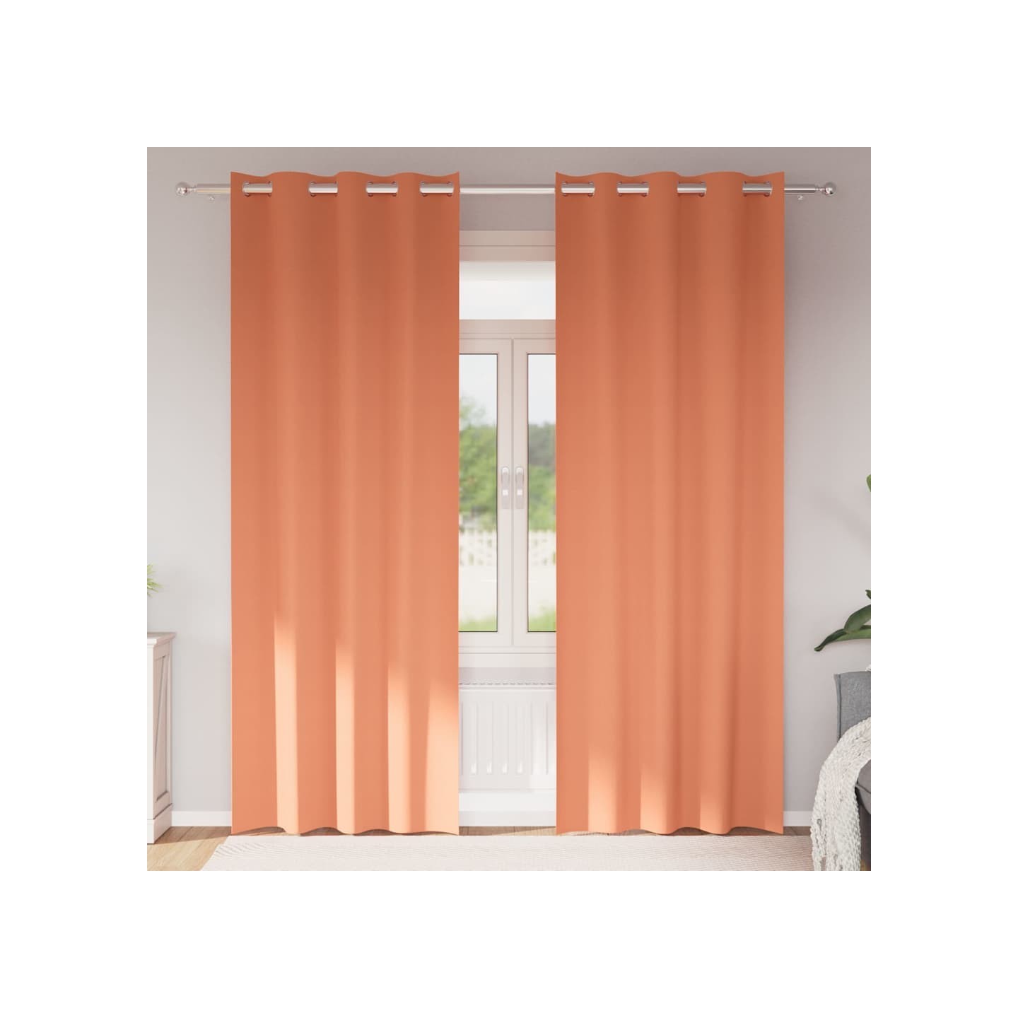 Rideaux occultants avec anneaux 2 pc Terre cuite 225 x 140 cm