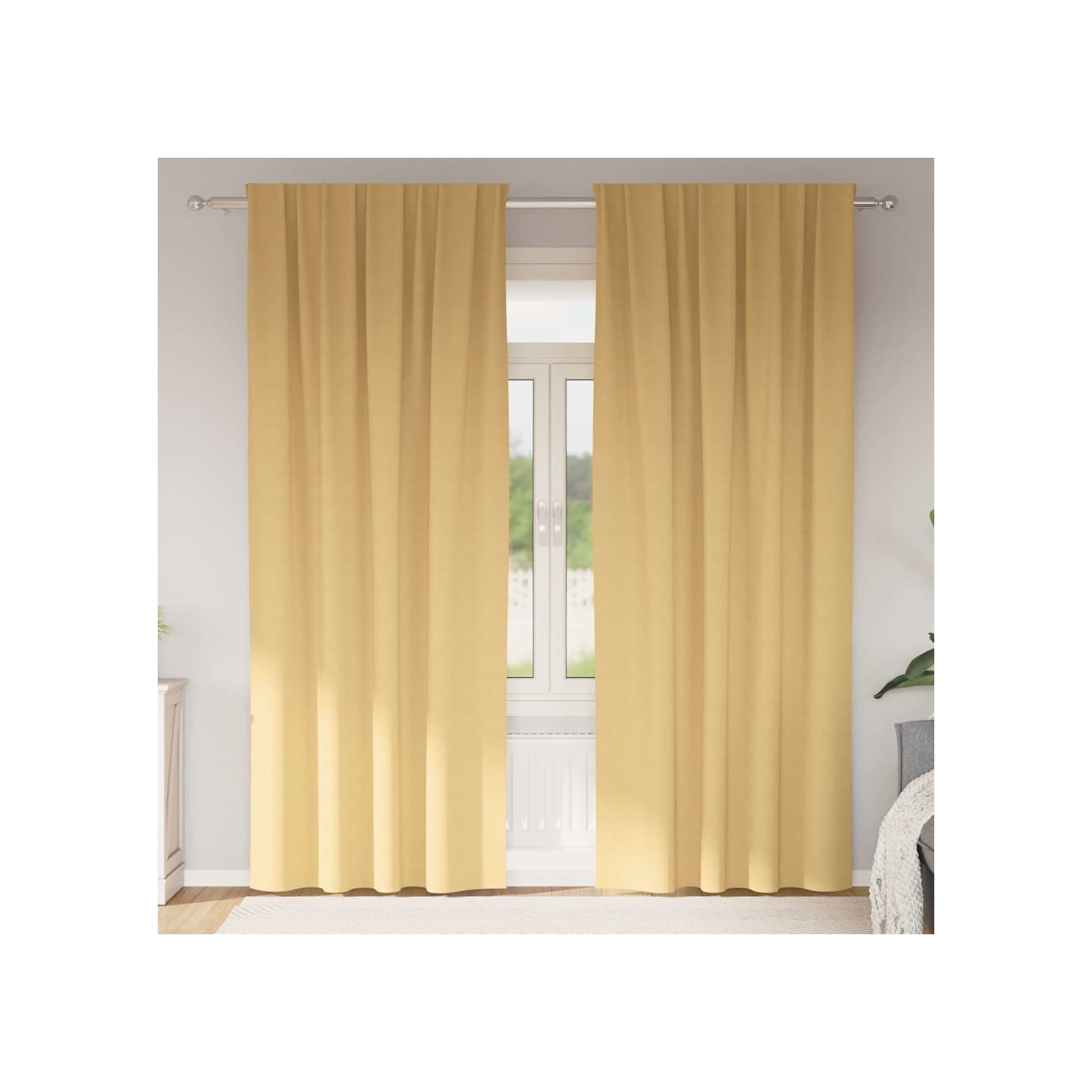 Rideaux occultants avec anneaux 2 pc Beige 225 x 140 cm