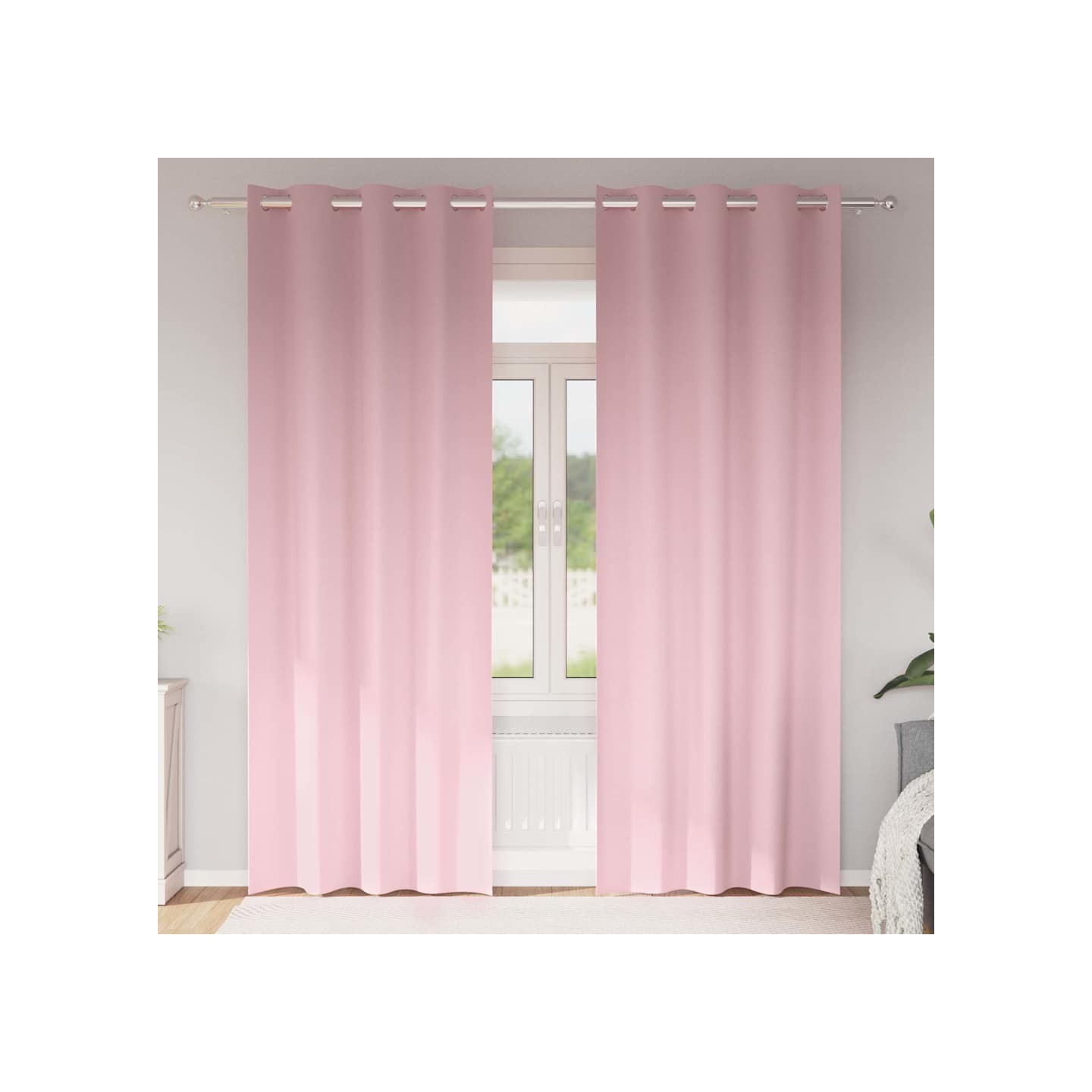 Rideaux occultants avec anneaux 2 pc Rose bébé 245 x 140 cm