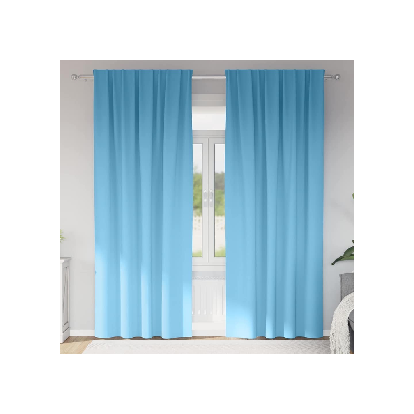 Rideaux occultants avec anneaux 2 pc Bleu clair 260 x 140 cm