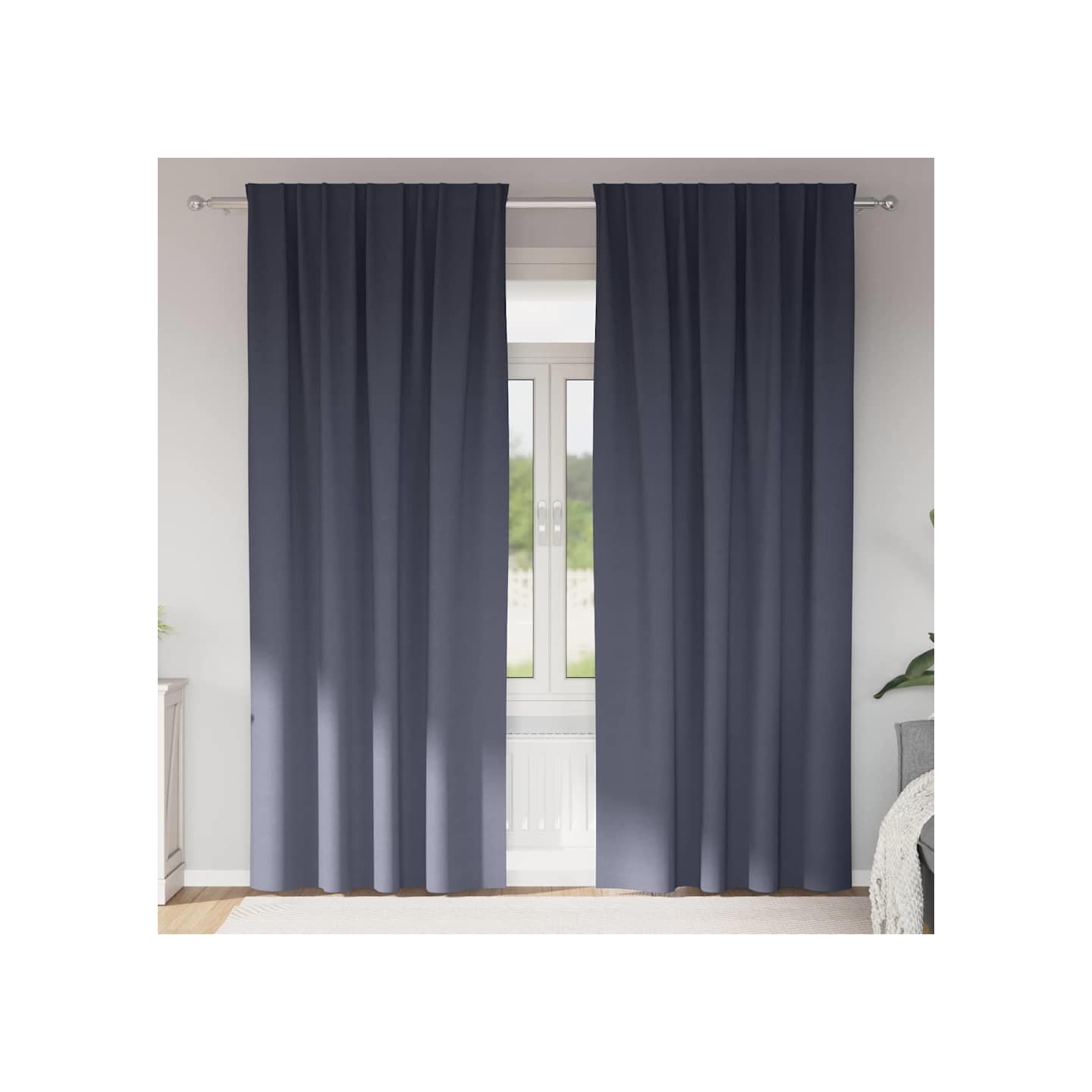 Rideaux occultants avec anneaux 2 pc Anthracite 245 x 140 cm