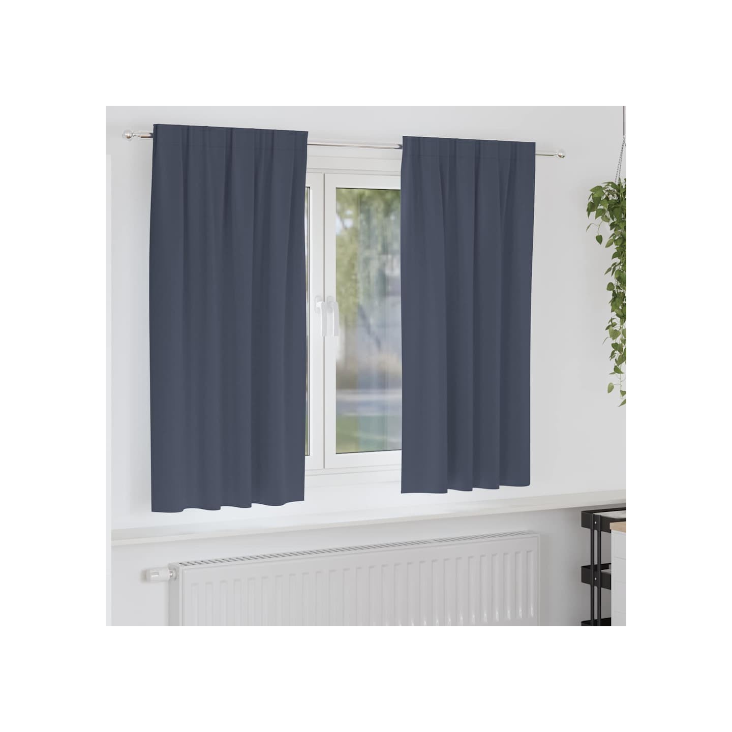 Rideaux occultants avec anneaux 2 pc Anthracite 175 x 140 cm