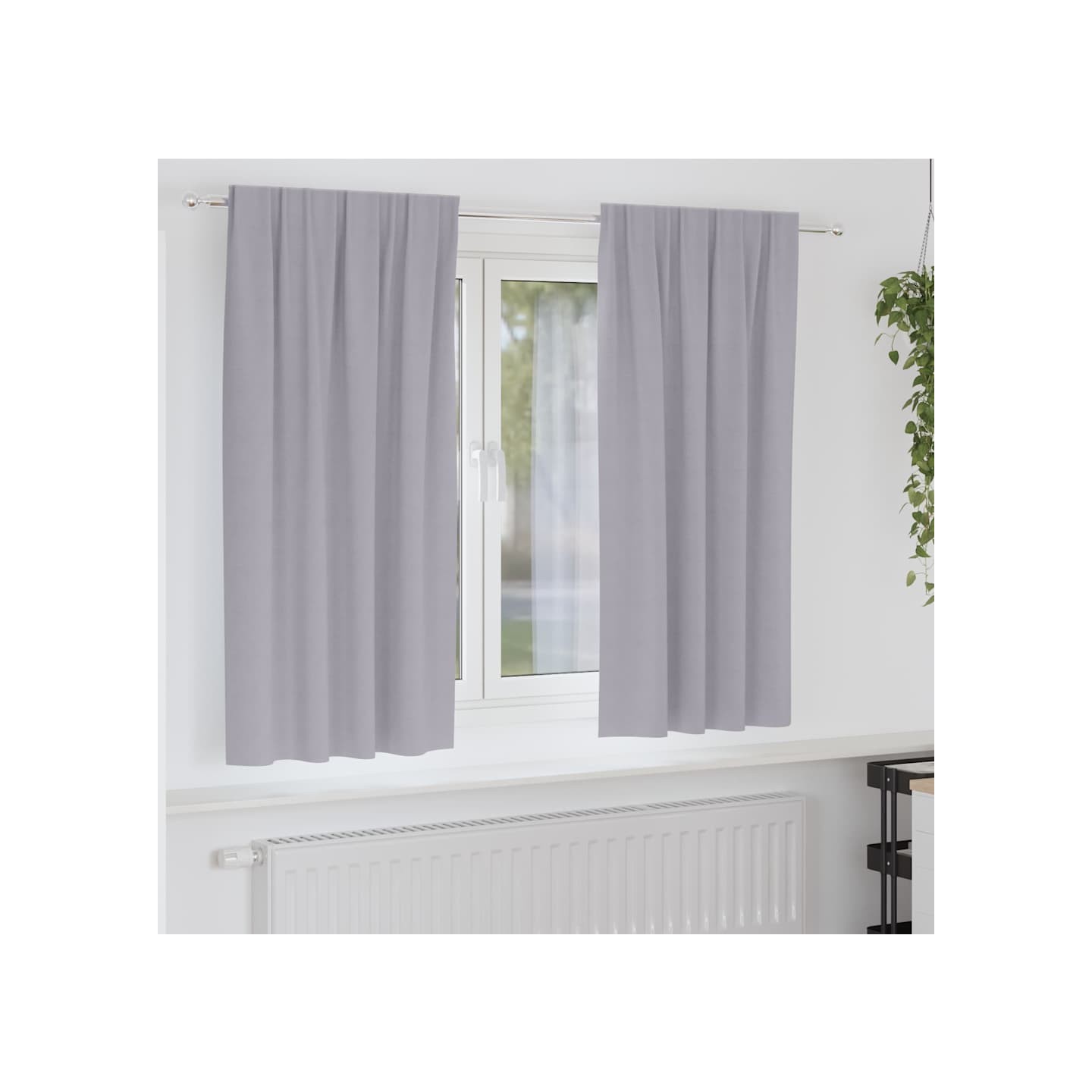 Rideaux occultants avec anneaux 2 pc Gris métal 175 x 140 cm