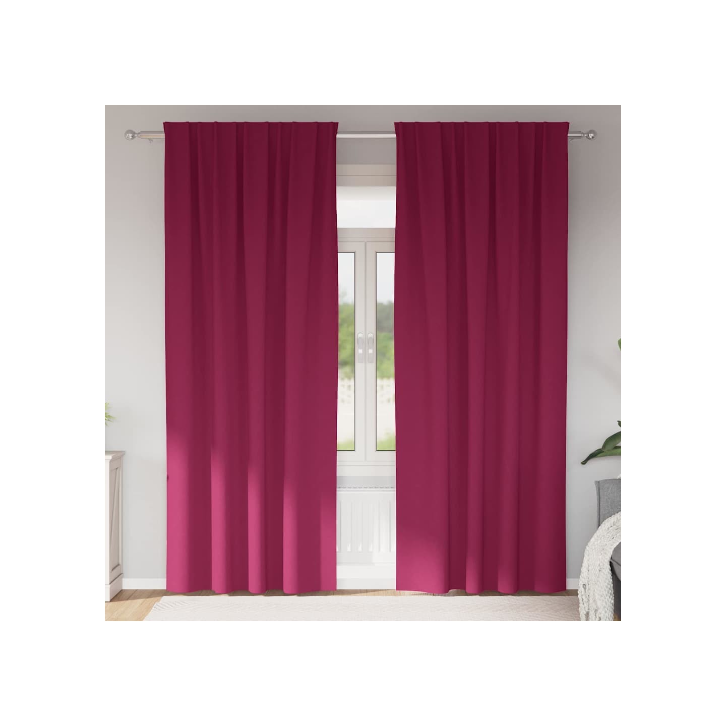 Rideaux occultants avec anneaux 2 pc Bordeaux 225 x 140 cm