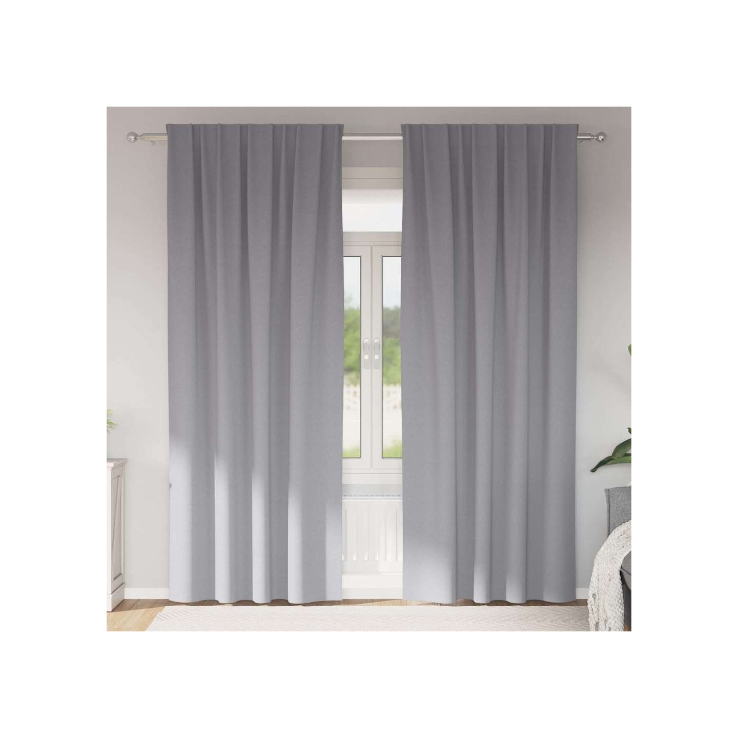 Rideaux occultants avec anneaux 2 pc Gris clair 260 x 140 cm
