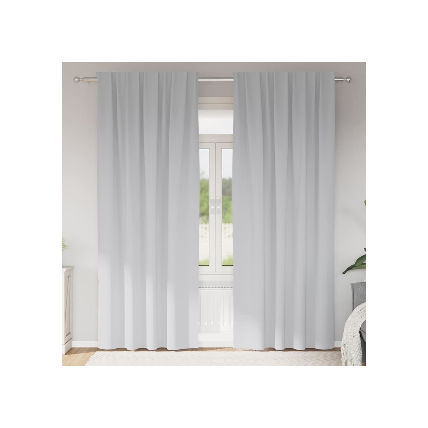 Rideaux occultants avec anneaux 2 pc Gris pâle 260 x 140 cm
